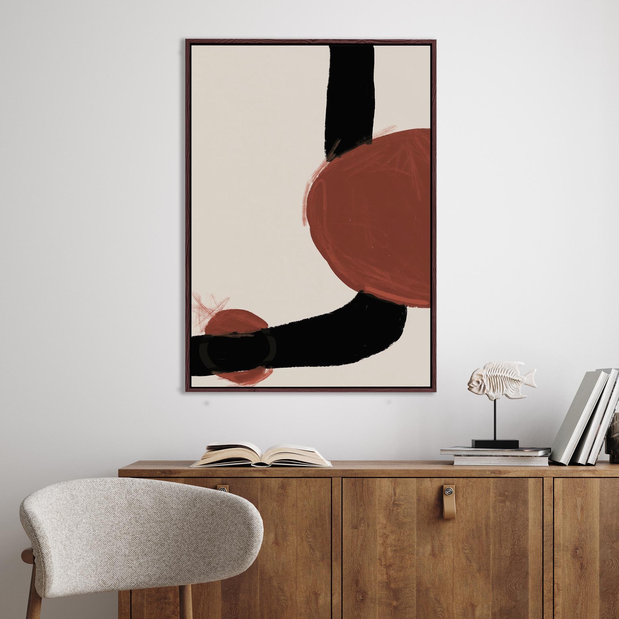 Rusty Red Marks Framed Canvas-Abstract House