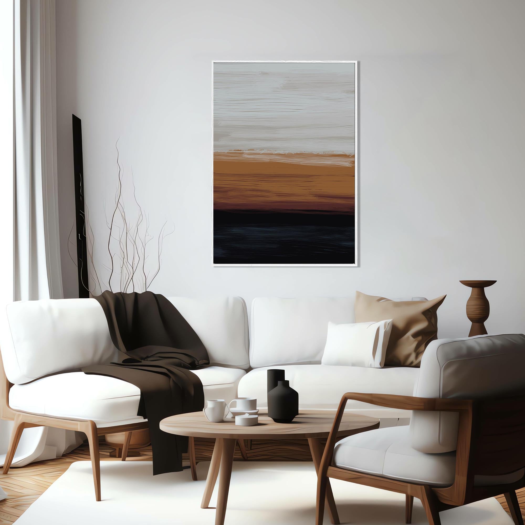 Orange Sunset Framed Canvas-Abstract House