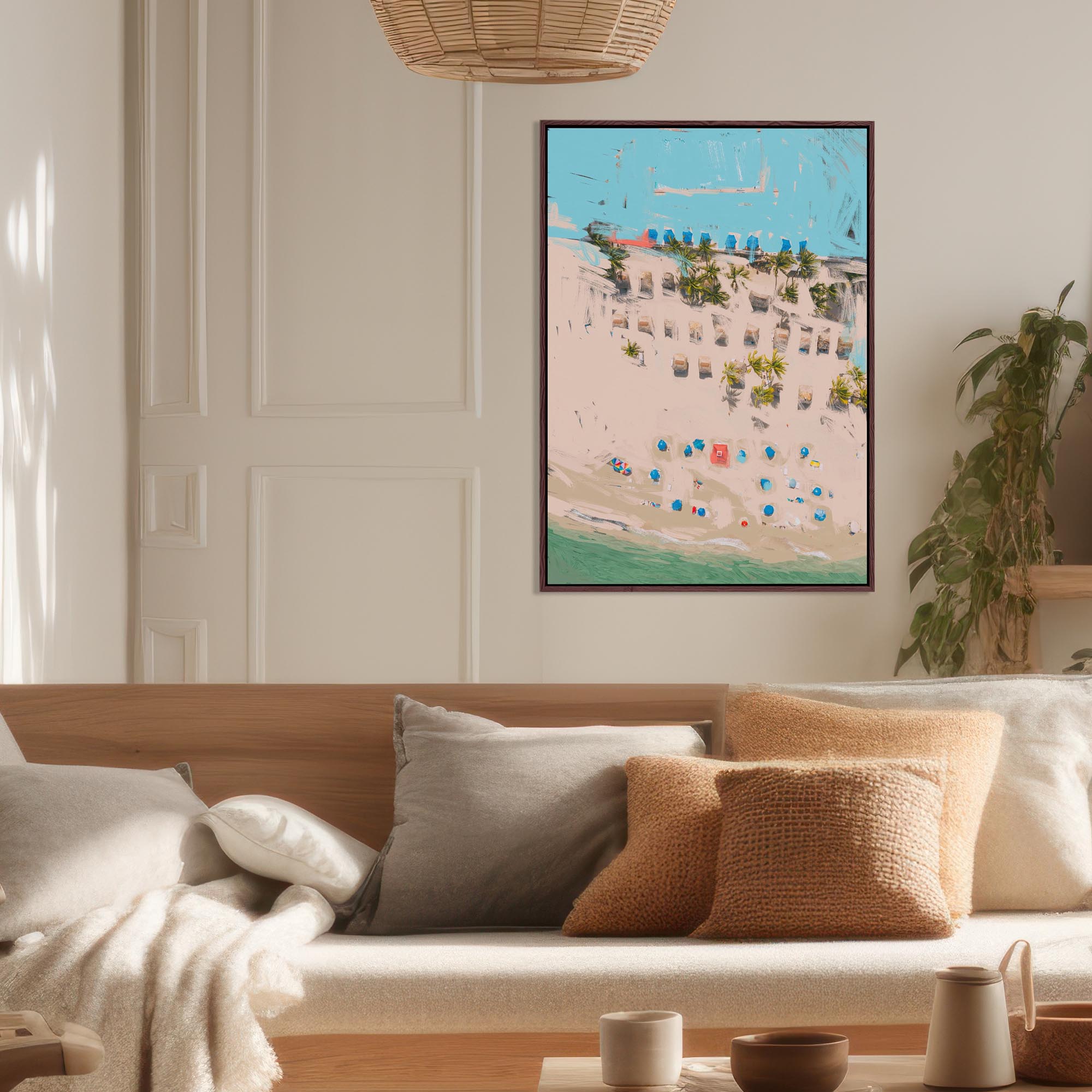 Abstract Beige 3 Framed Canvas-Abstract House