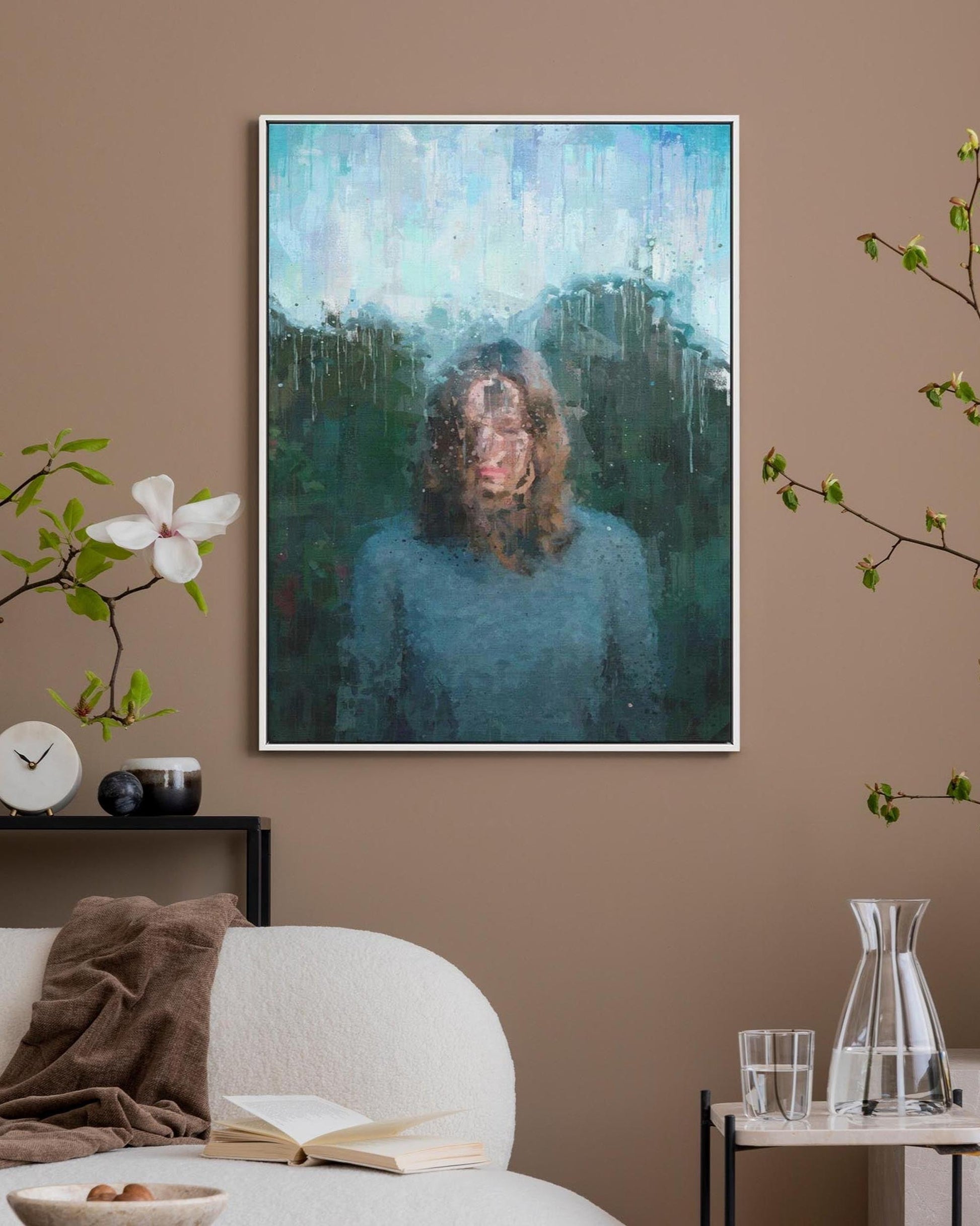 Woman Standing Portrait Painting Framed Canvas-Abstract House