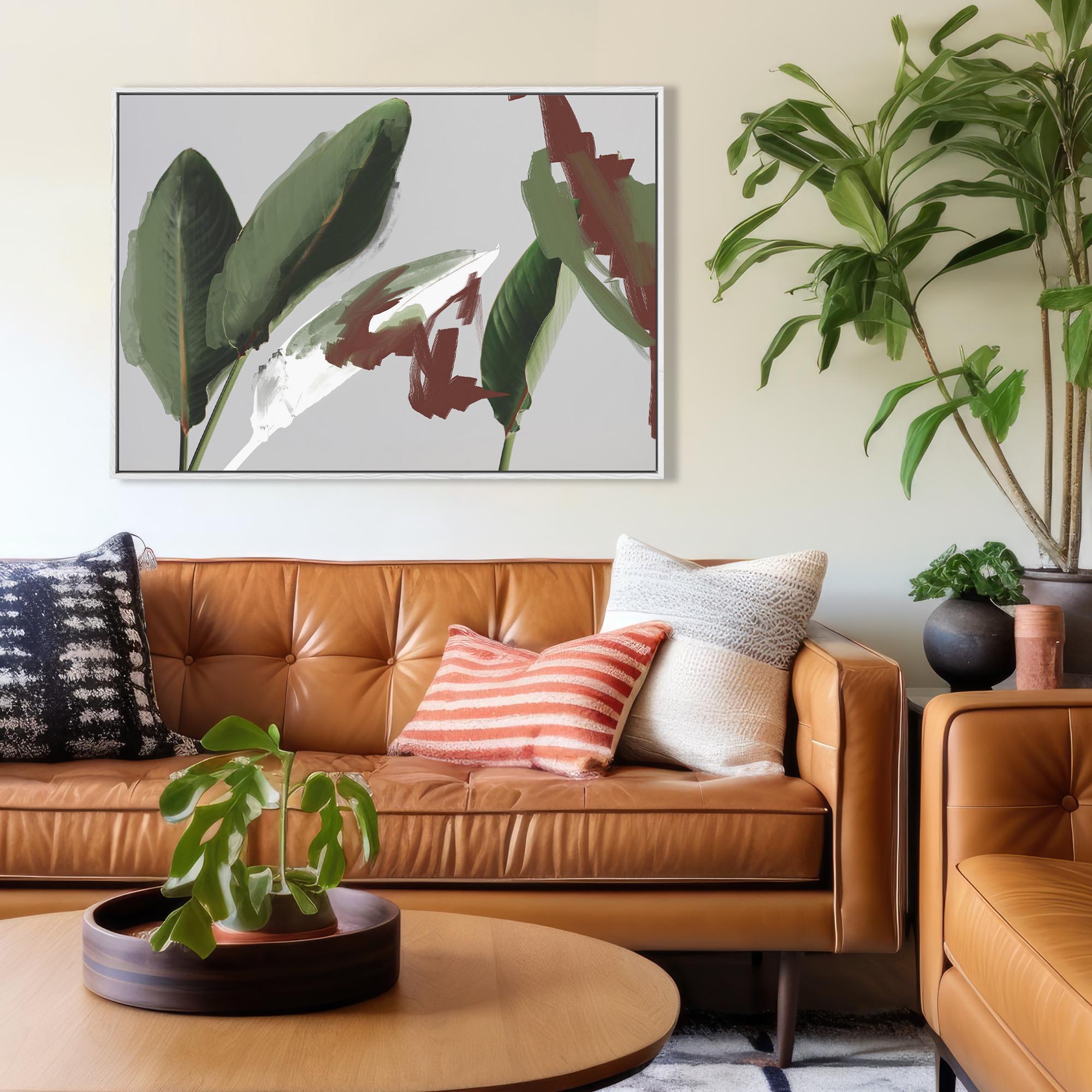 Abstract Botanical Leaves Framed Canvas-Abstract House