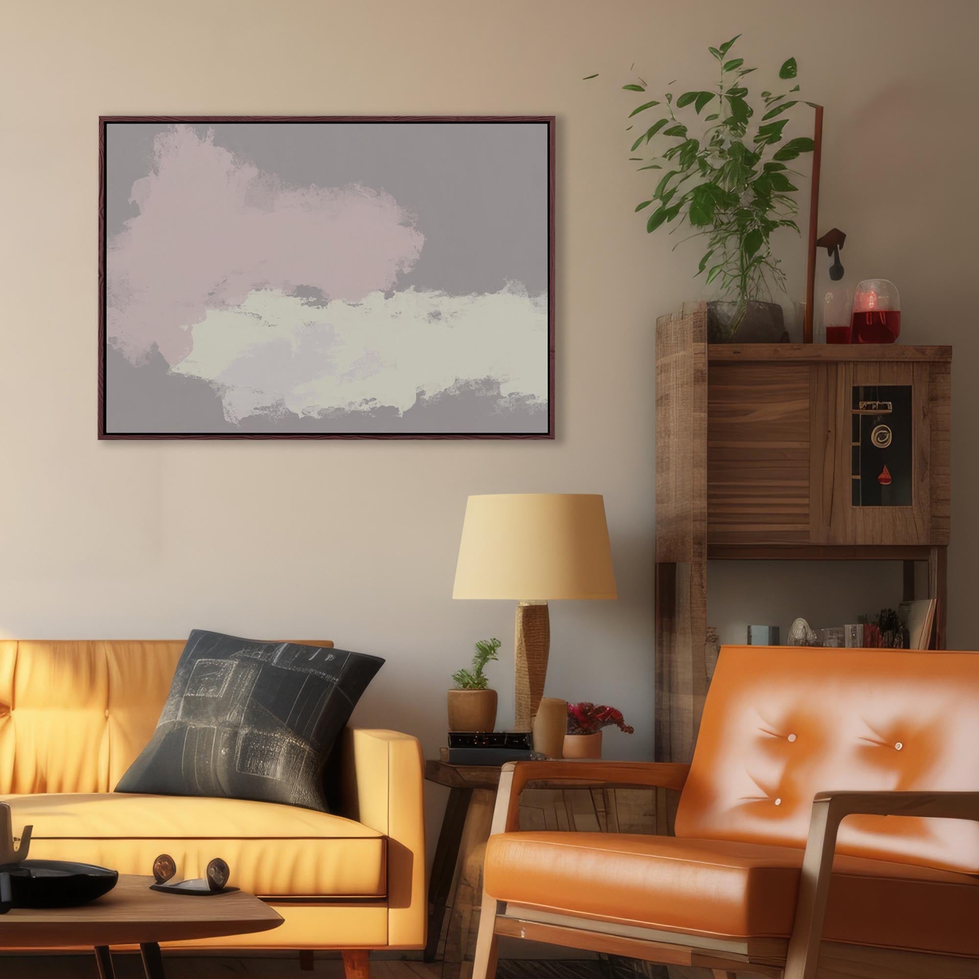 Neutral Notes No6 Framed Canvas-Abstract House