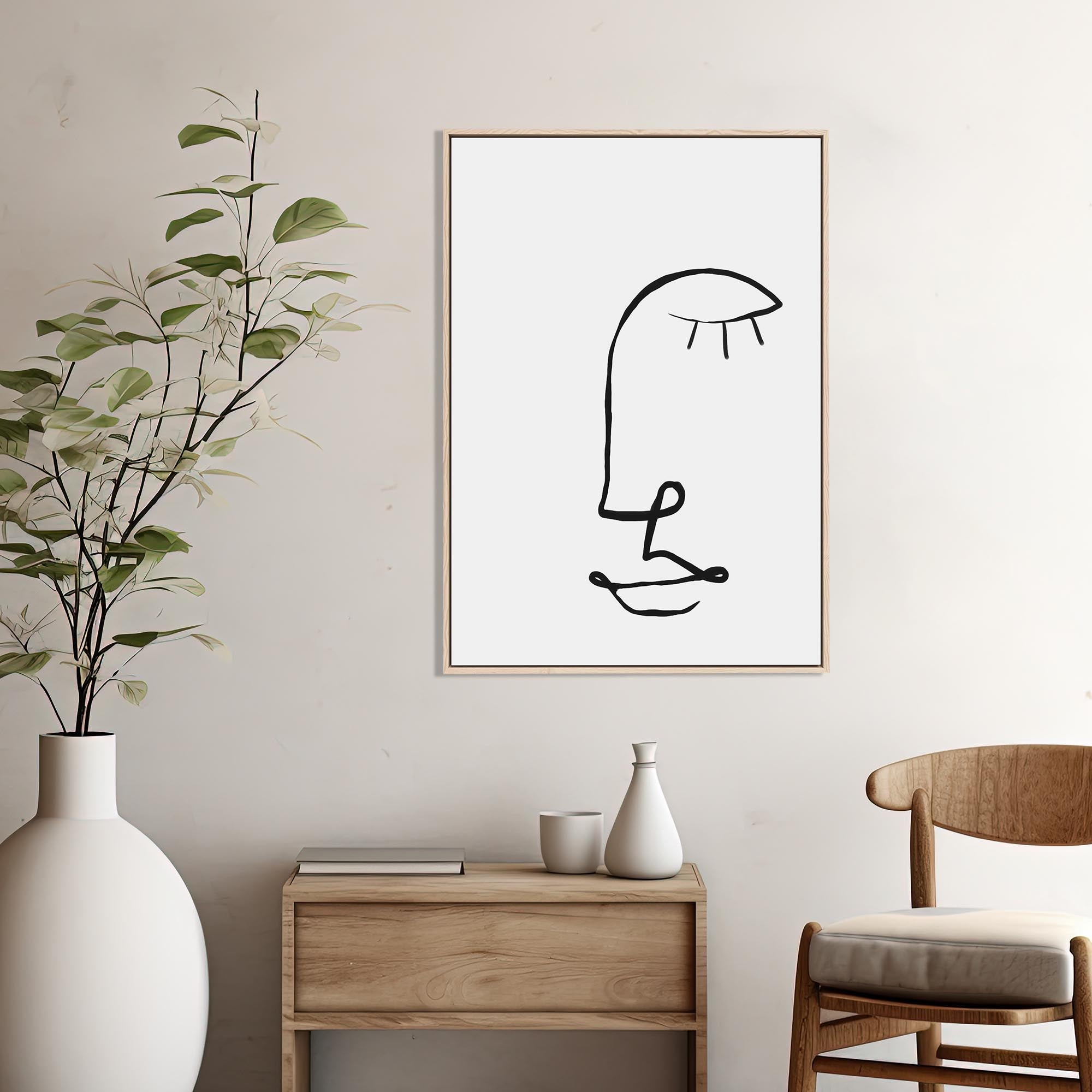 Face Line Drawing Canvas Print-Abstract House