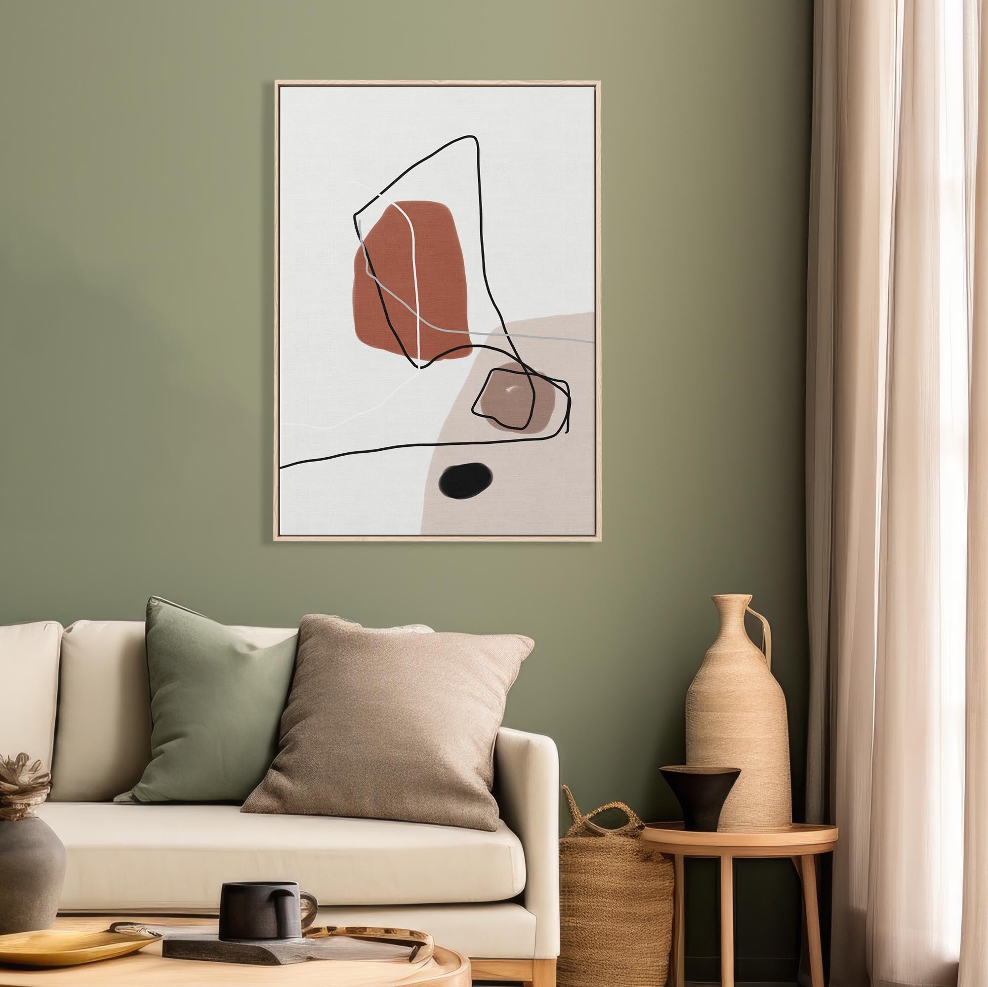 Mid Century Design Framed Canvas-Abstract House