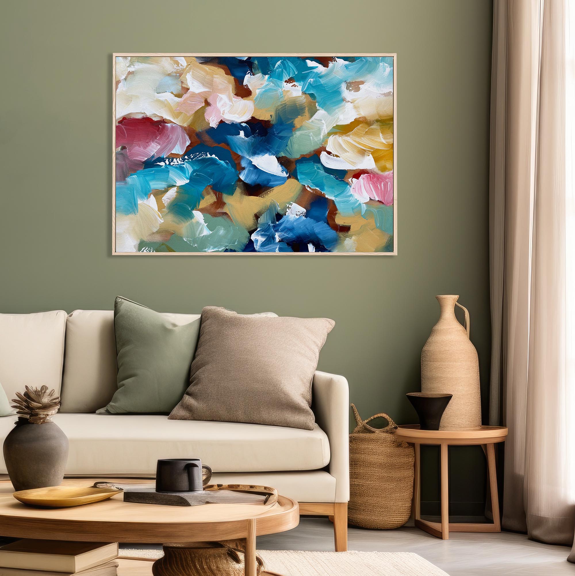 Colliding Colours Framed Canvas Art-Abstract House