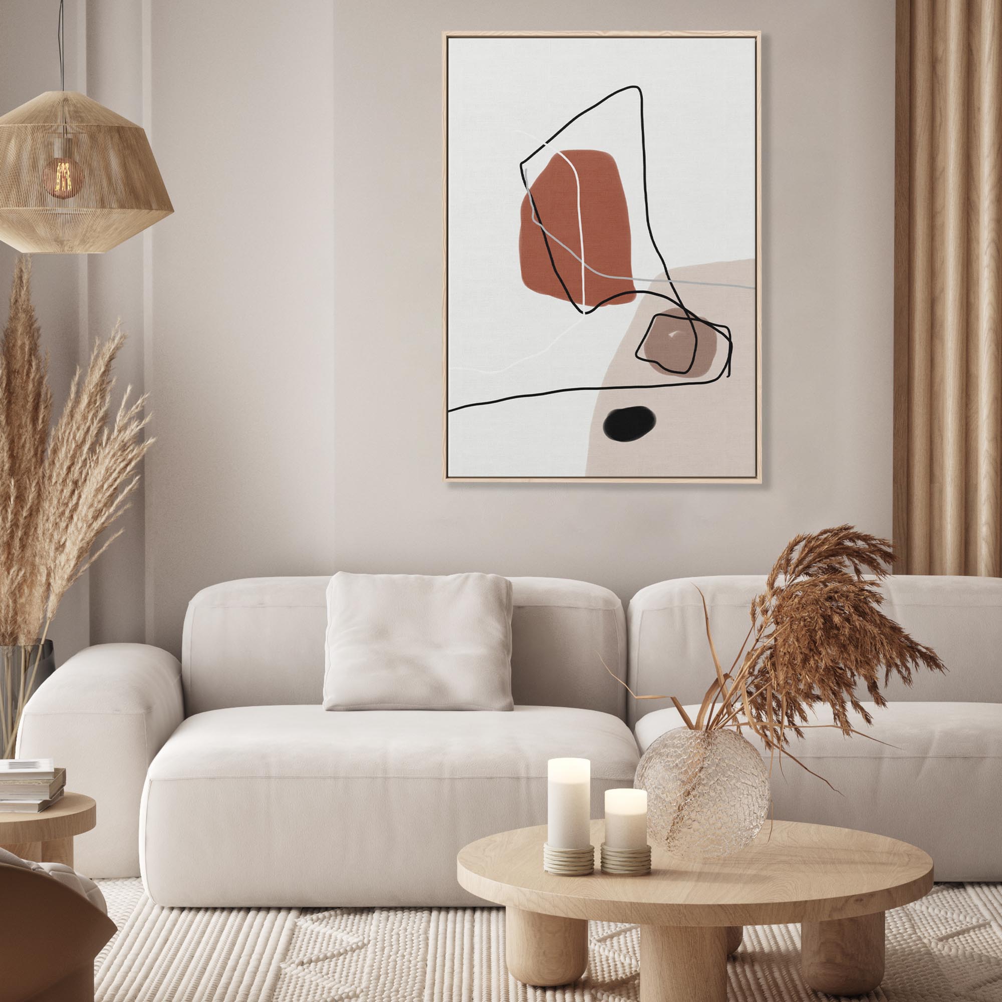 Mid Century Design Framed Canvas-Abstract House