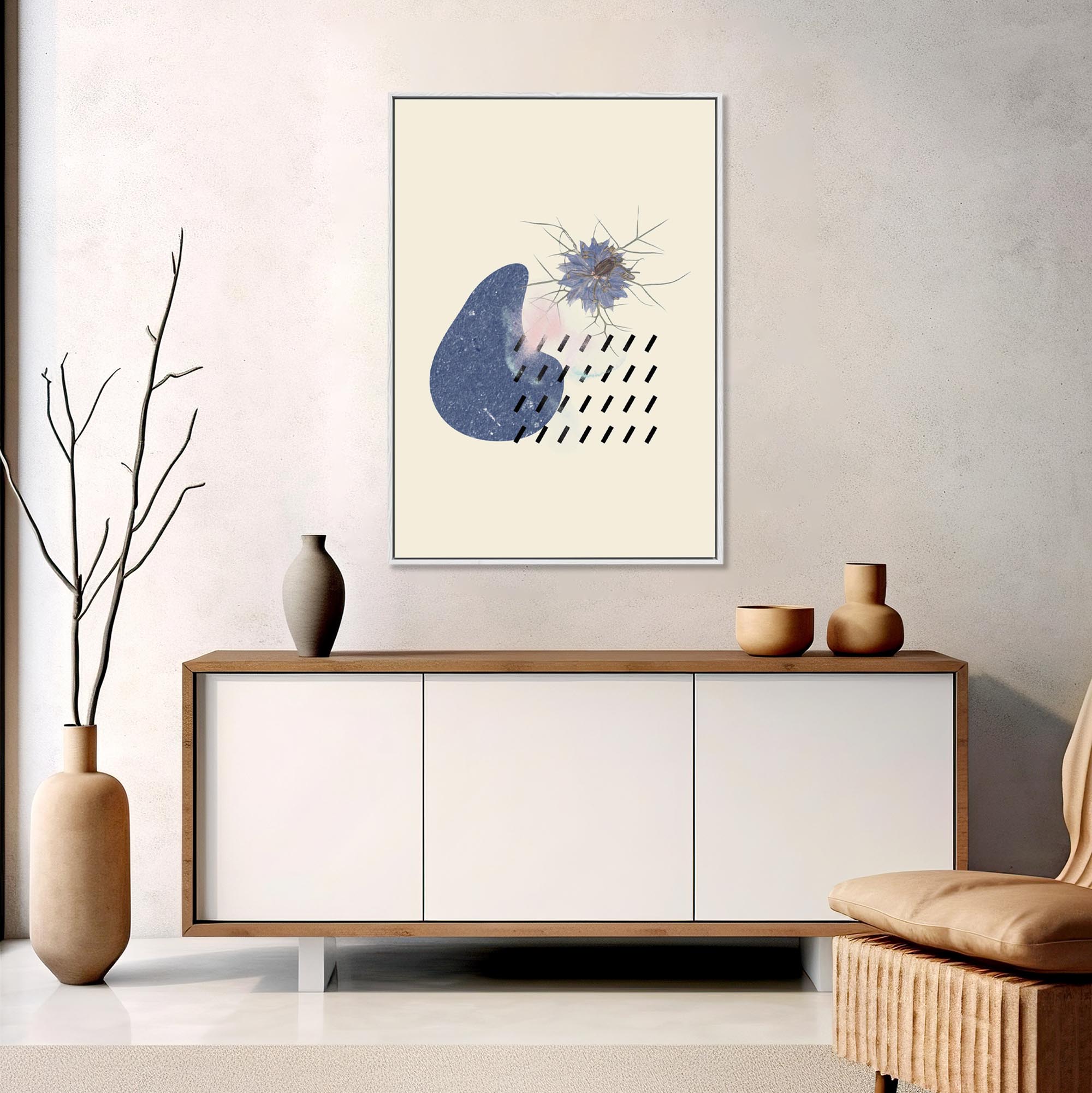Organic Shapes Beige Framed Canvas-Abstract House