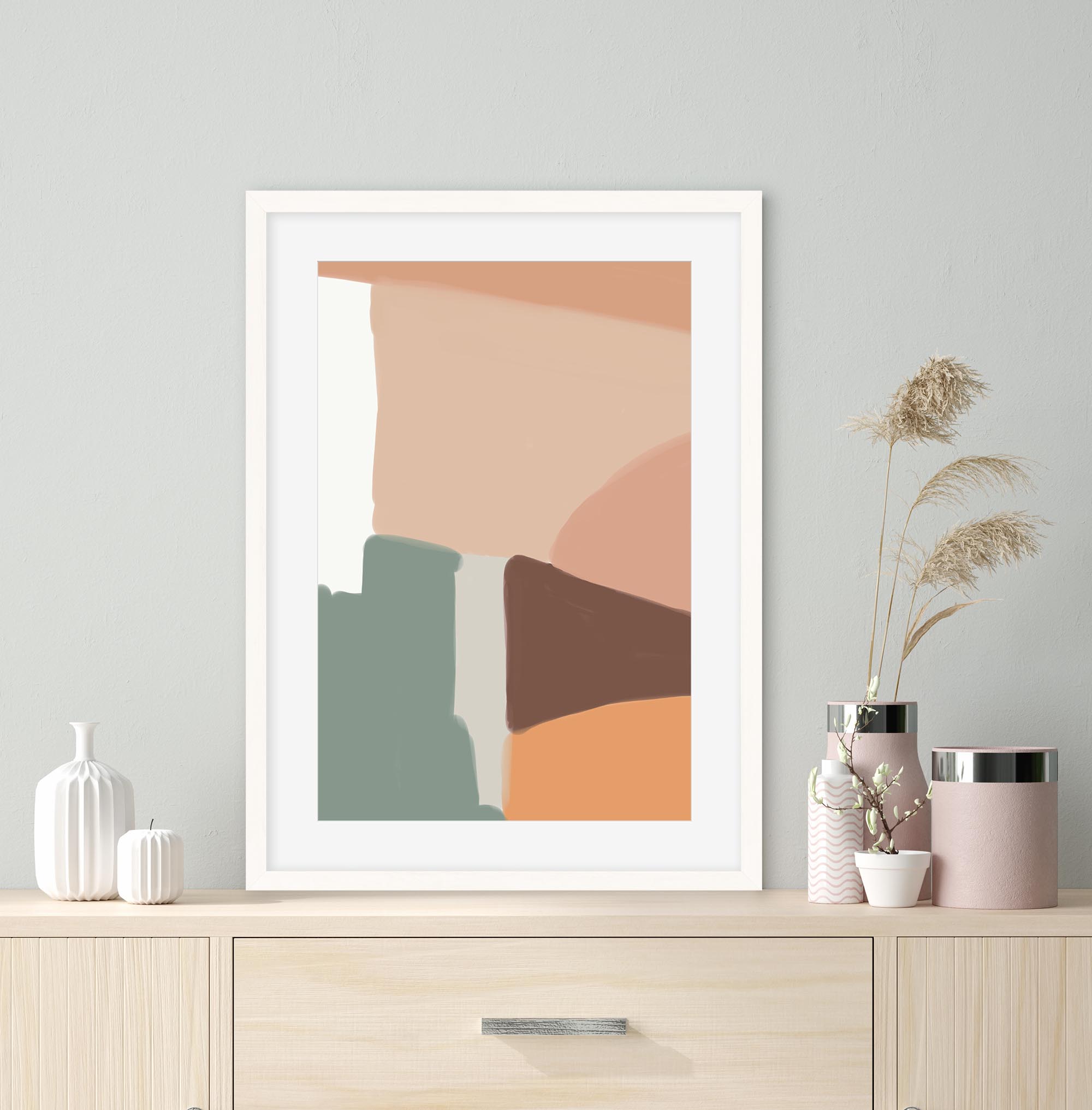 Beige Abstract Shapes Art Print