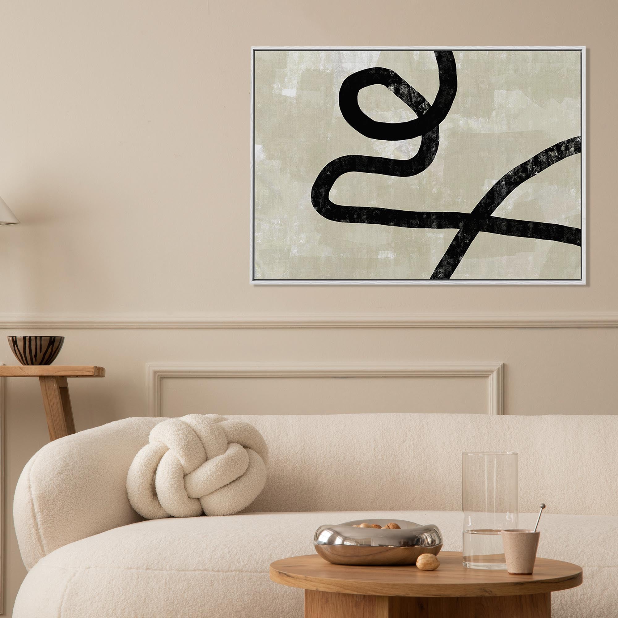 Neutral Curved Abstract Lines Canvas Print-Abstract House