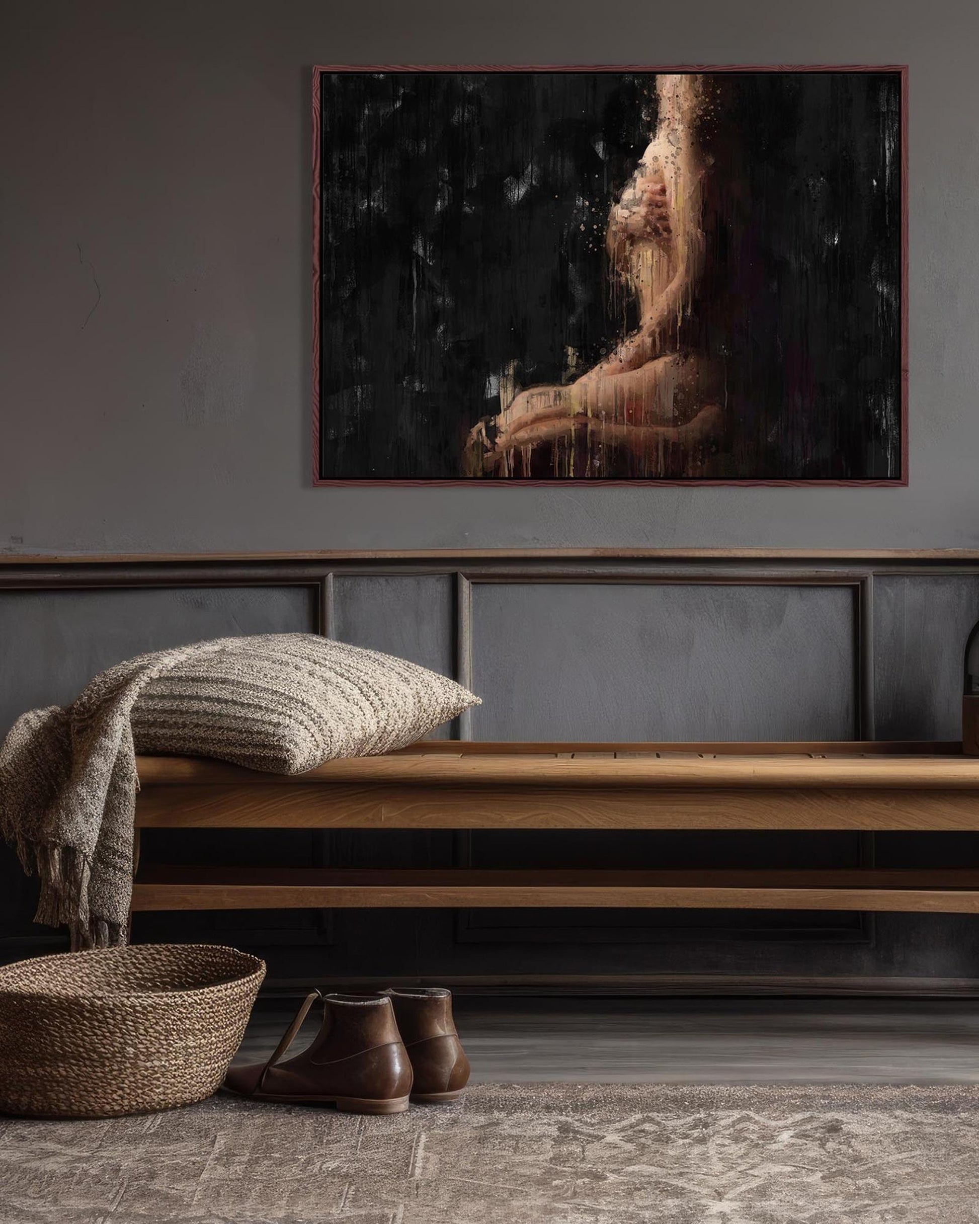 Impressionist Fine Art Nude Painting Framed Canvas-Abstract House