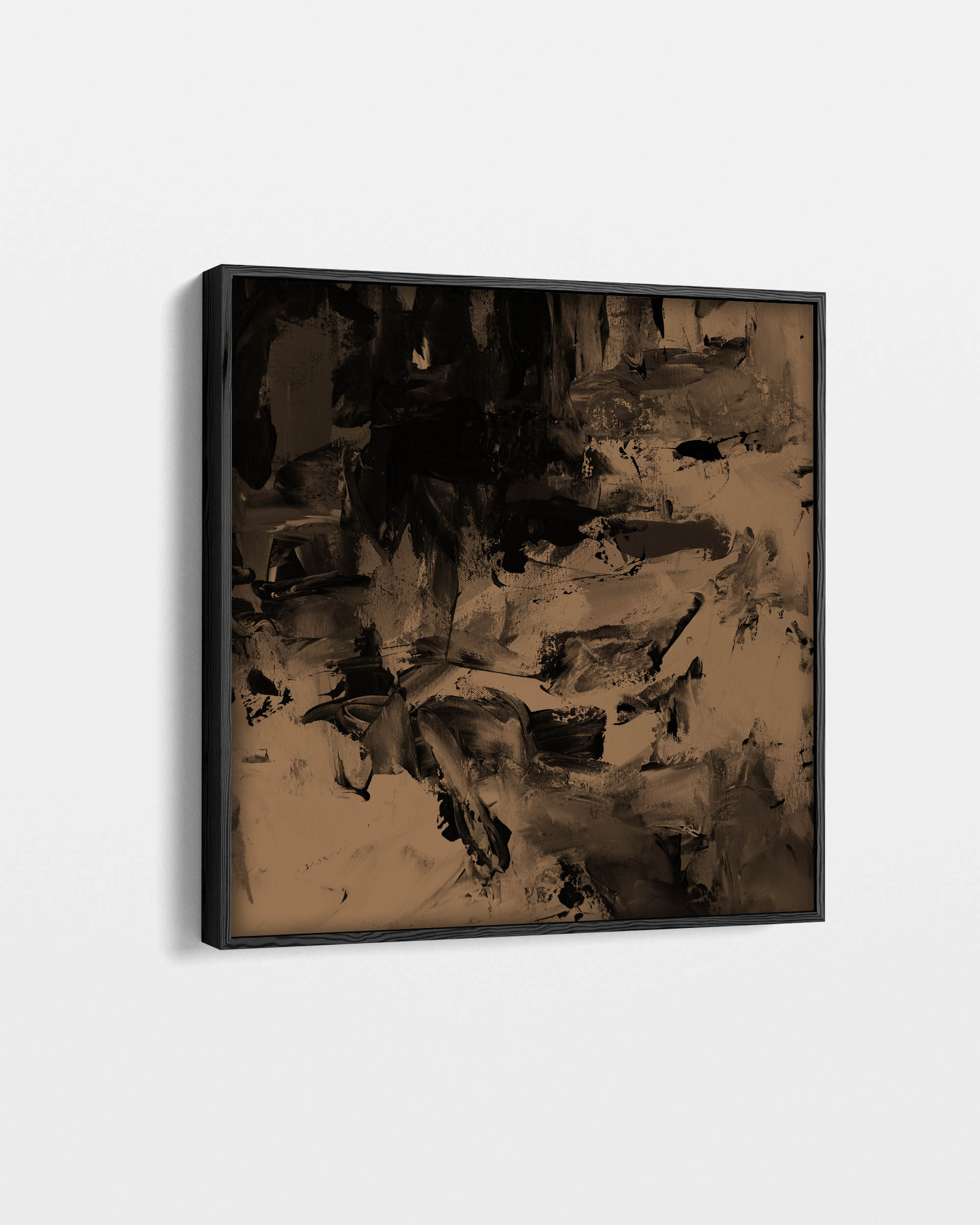 brown umber painting canvas art with black frame