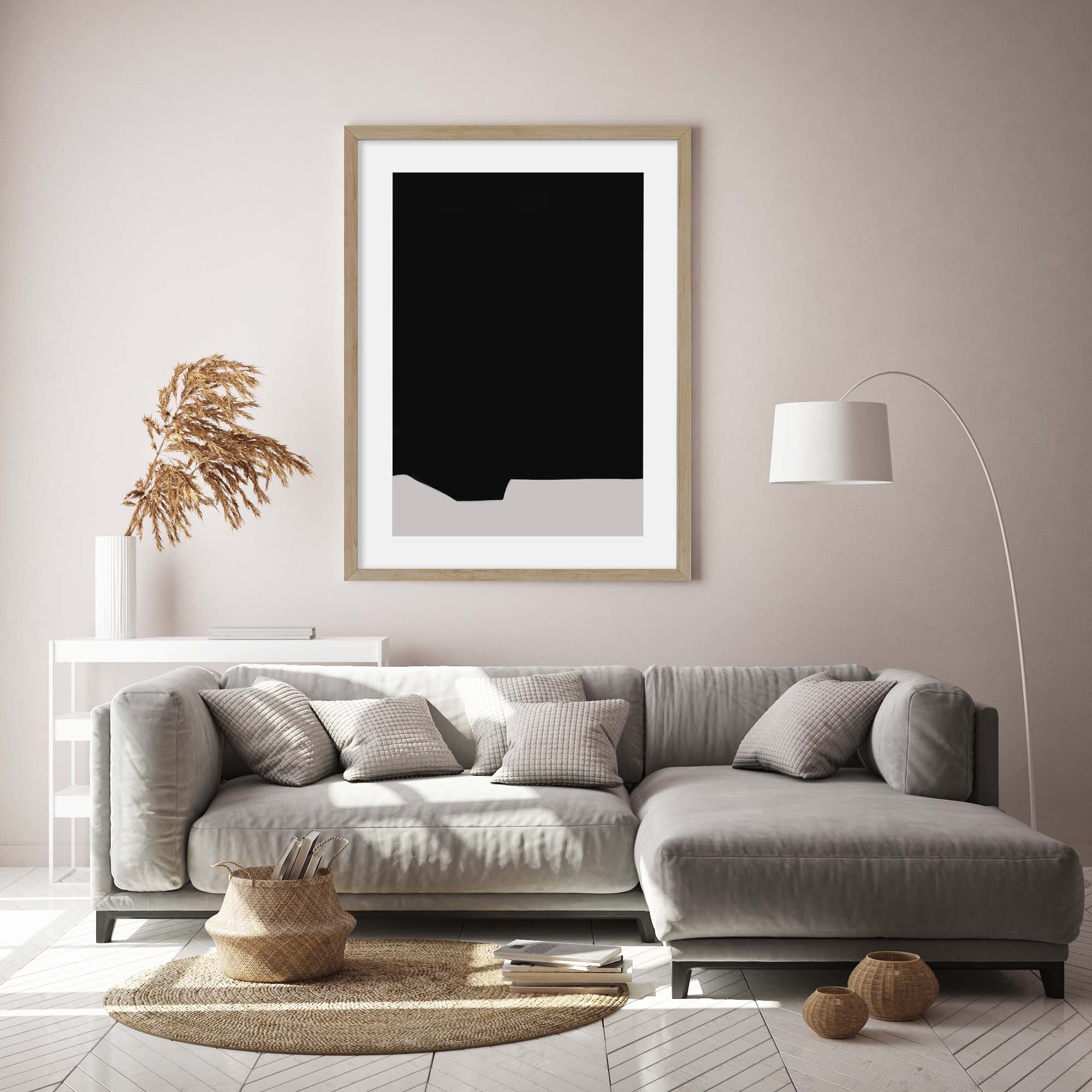 Black Minimal Design Art Print-Abstract House