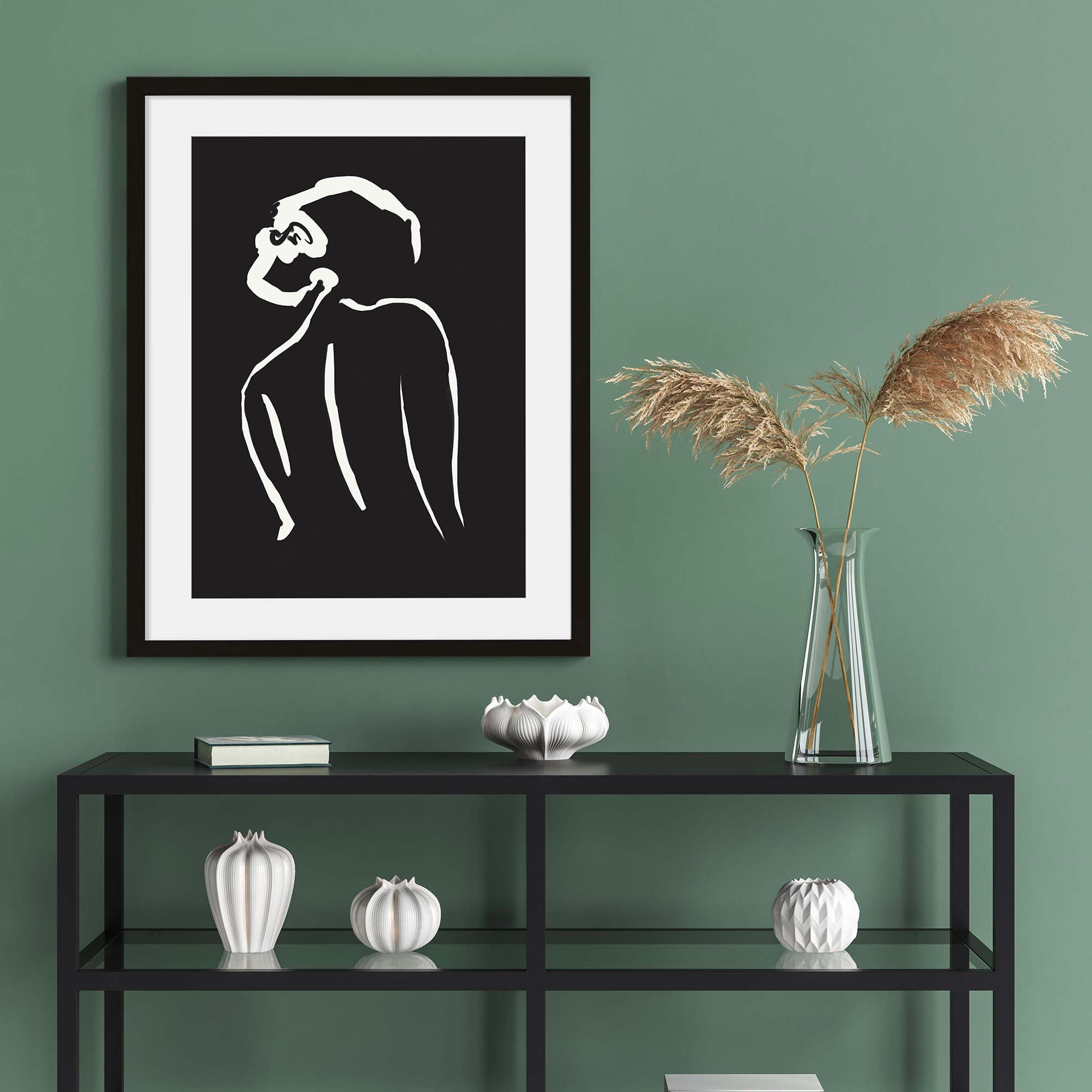 Black & White Nude Drawing Art Print-Abstract House