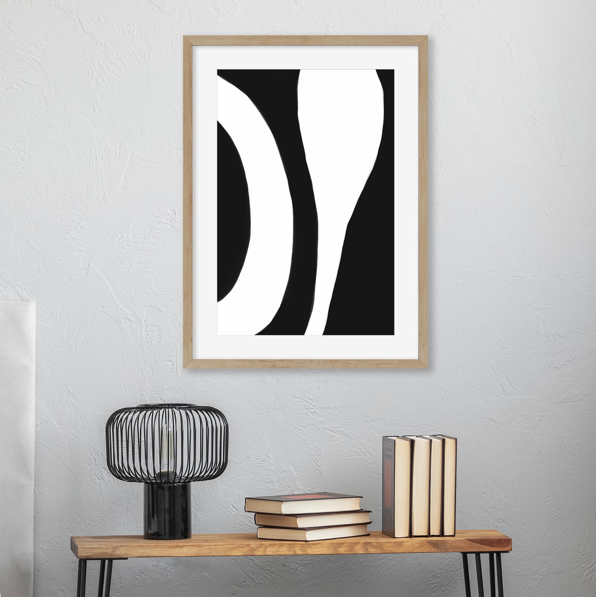 Black And White Abstract Lines Art Print-Abstract House