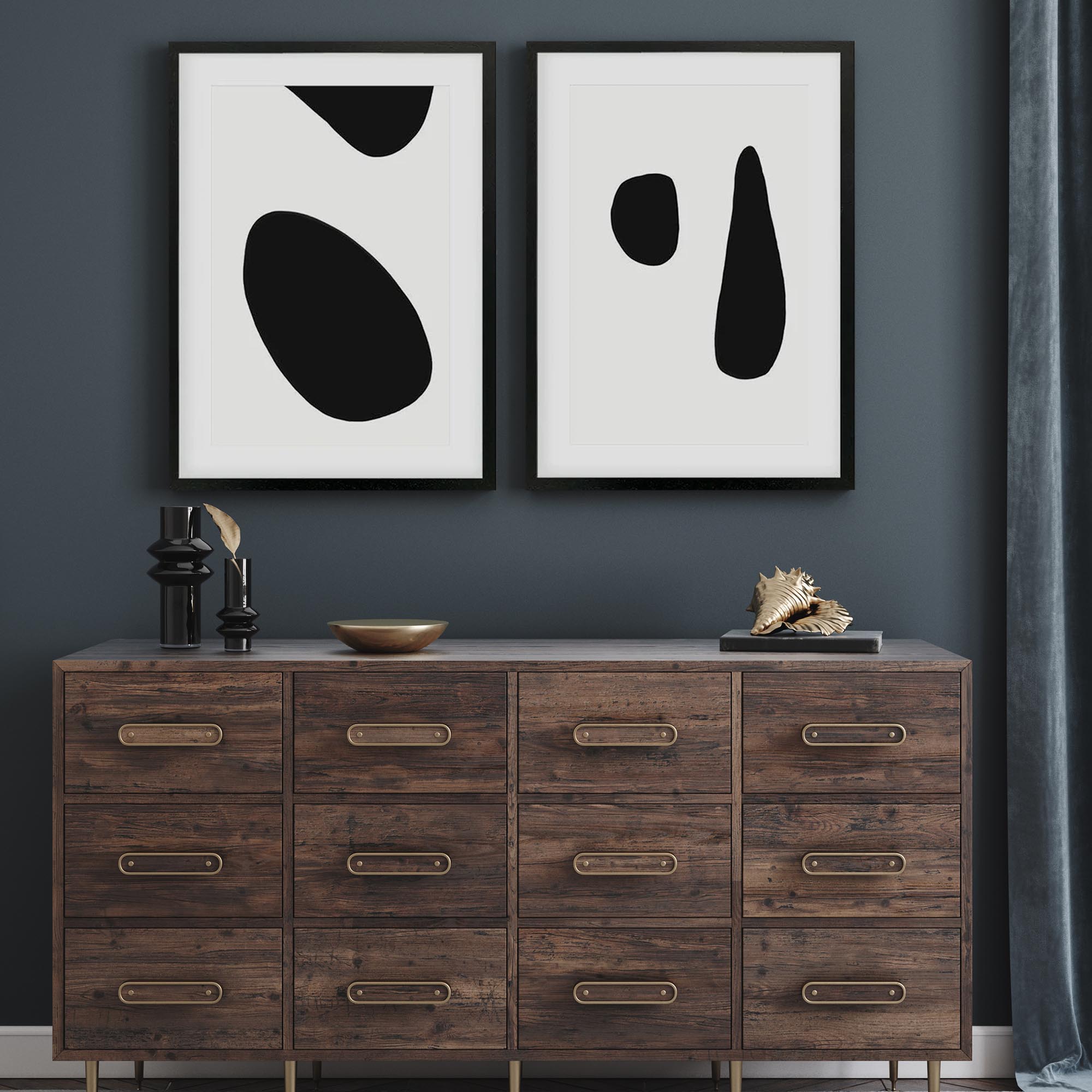 Black & White Shapes - Print Set Of 2-Abstract House