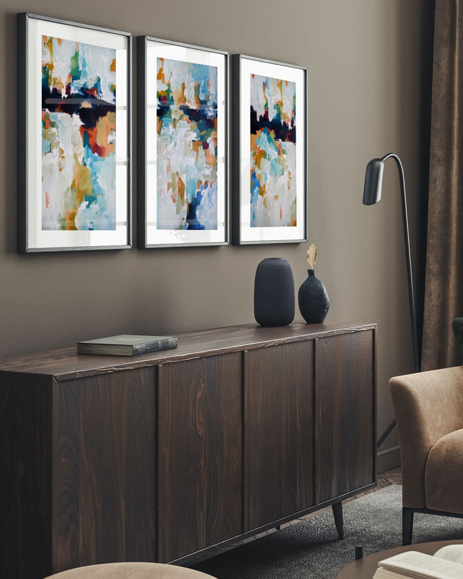 Golden Horizon - Print Set Of 3-Abstract House