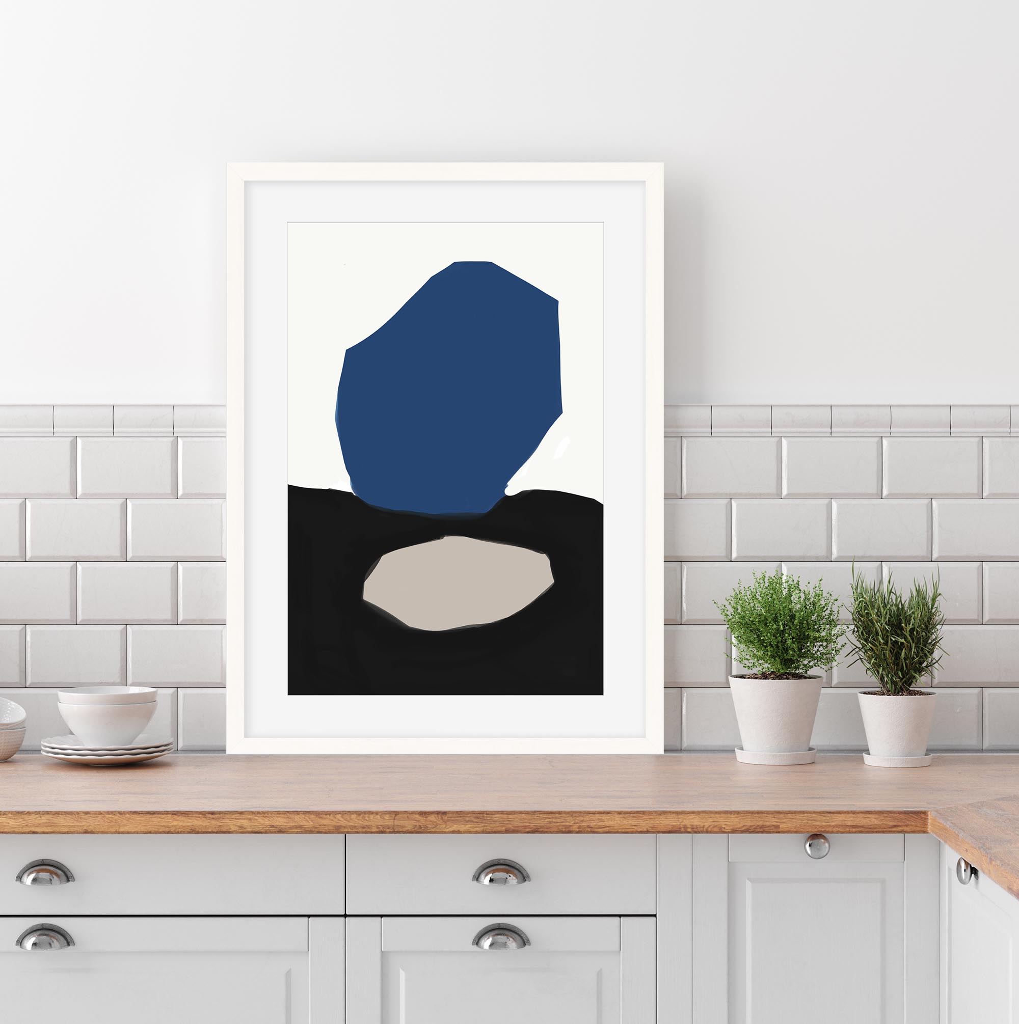 Blue Black Abstract Design Art Print
