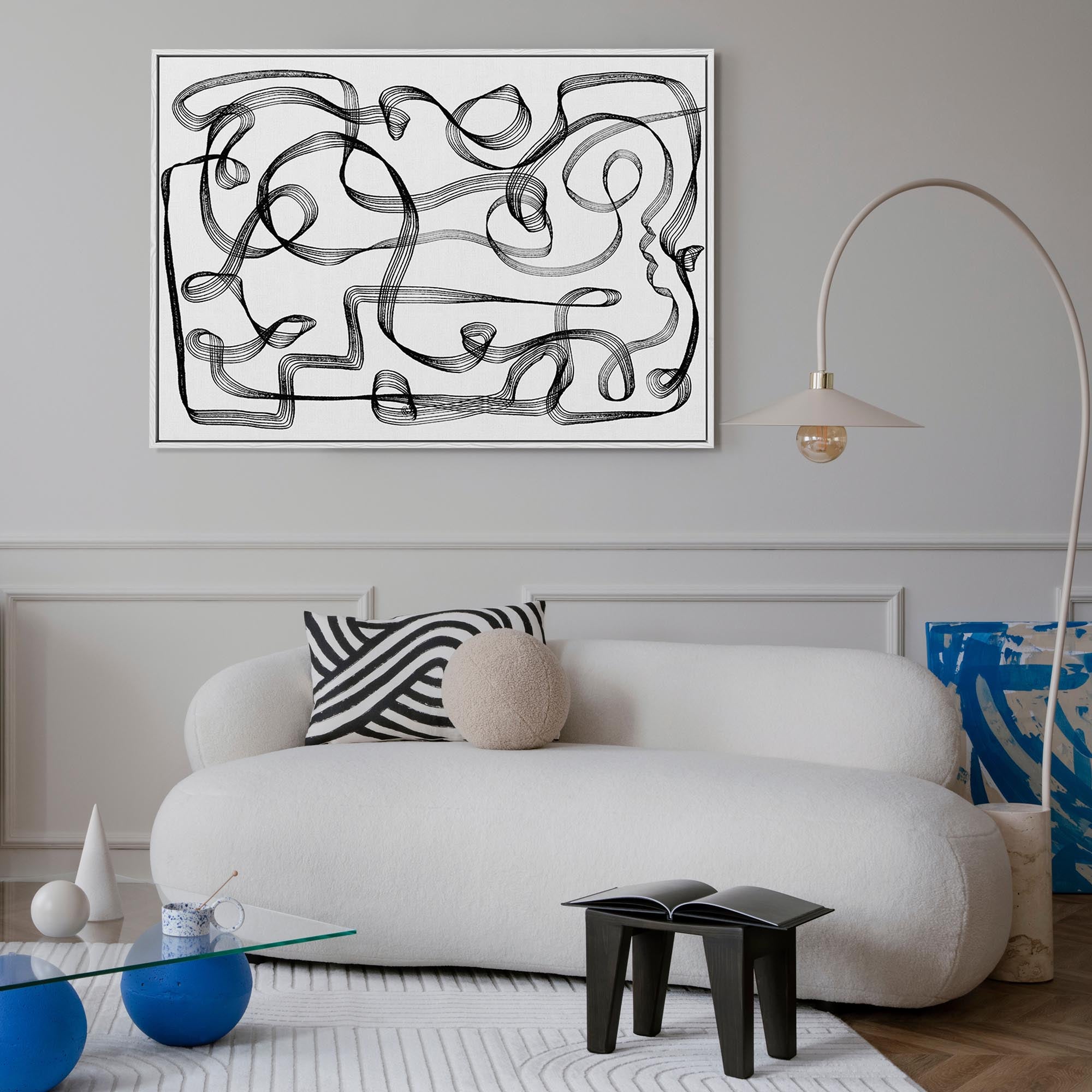 Dimensional Maze Lines Framed Canvas-Abstract House