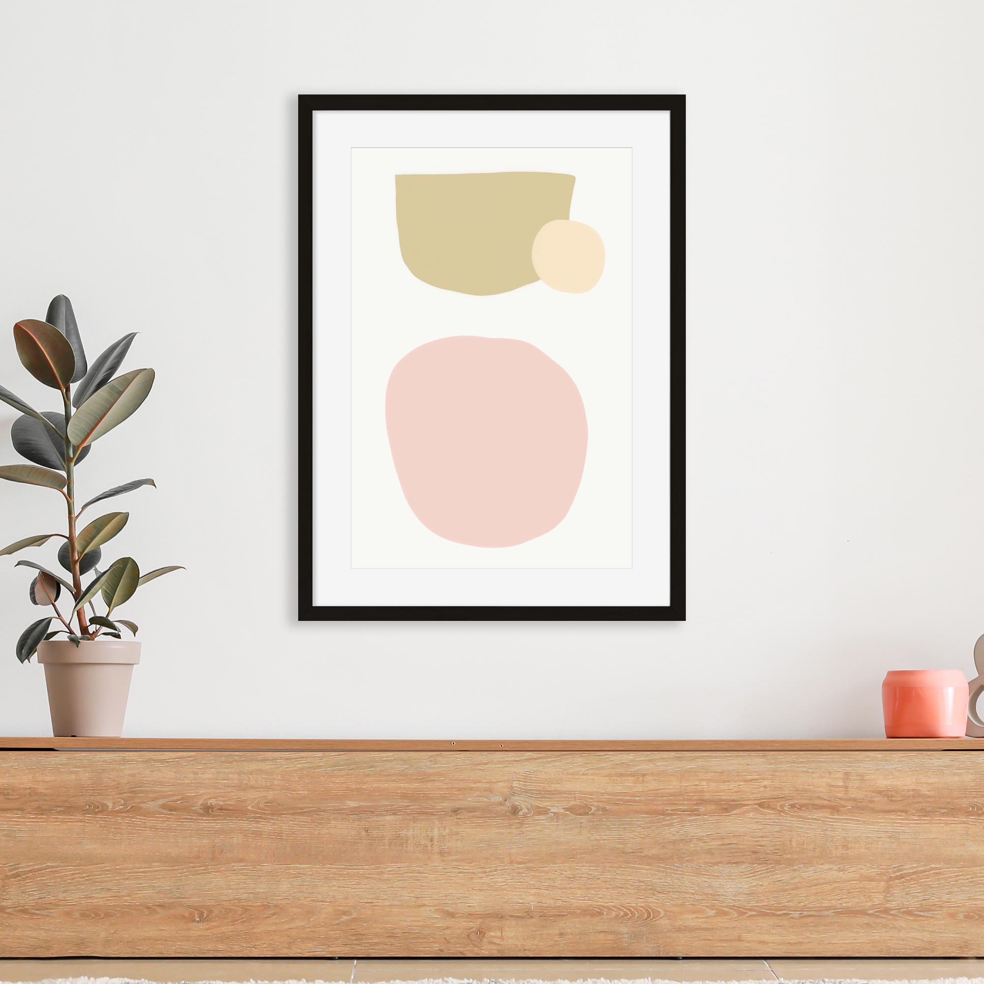 Blush Pastel Shapes Art Print-Abstract House