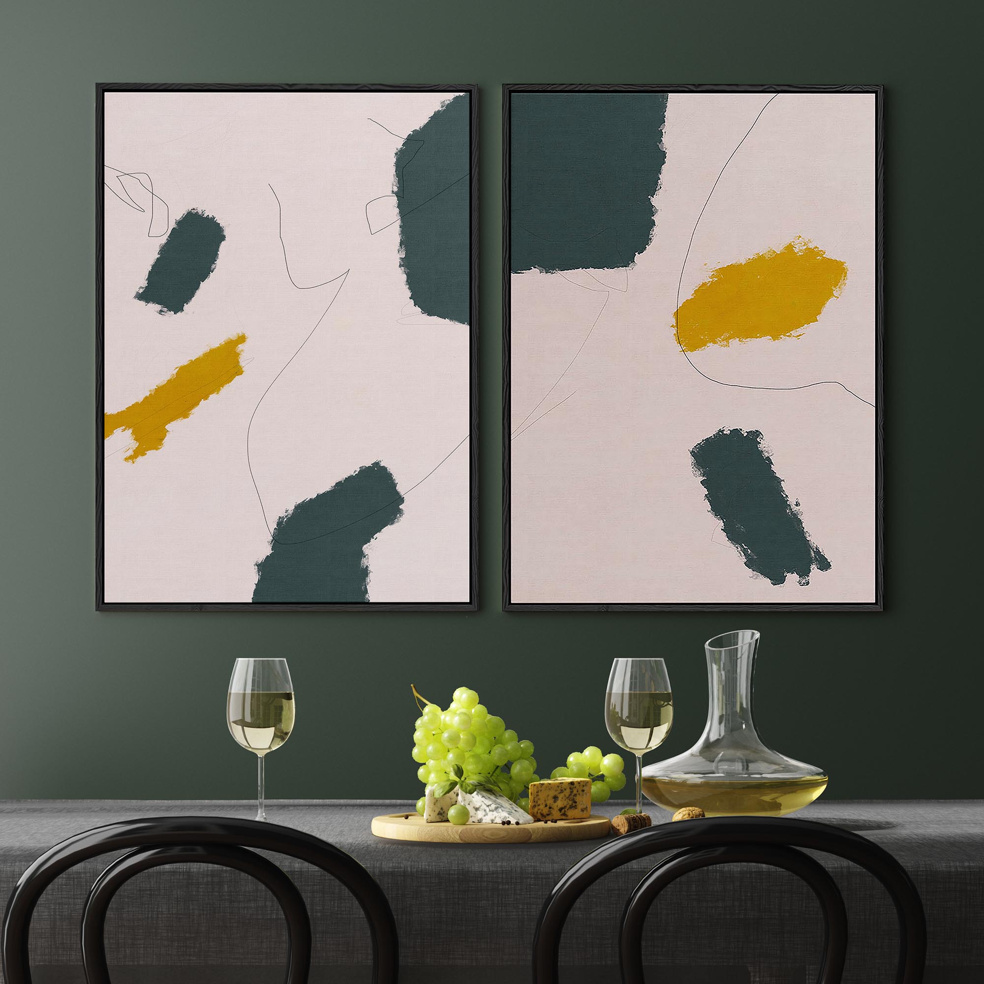 Blush Lines Canvas Set Of 2-Abstract House