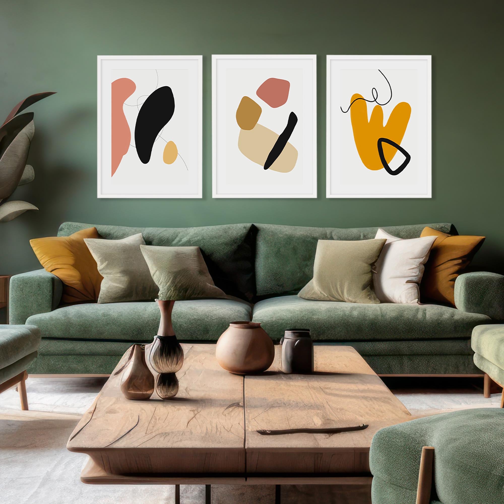 Bold Organic Shapes - Set Of 3 Prints-Abstract House