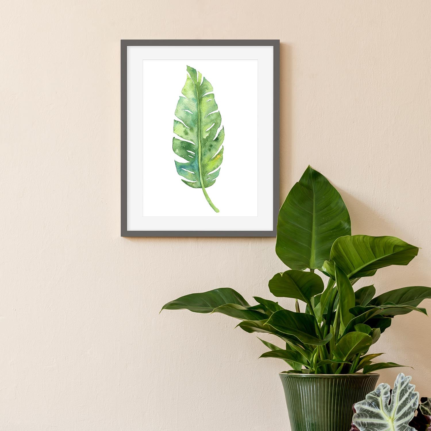 Botanical Watercolour Leaf Art Print-Abstract House