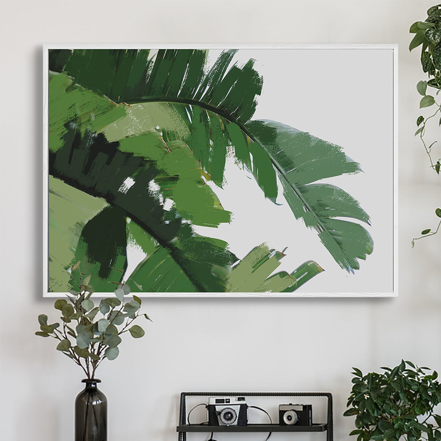 Botanical Palm Leaves Framed Canvas-framed-Canvas Prints-Abstract House