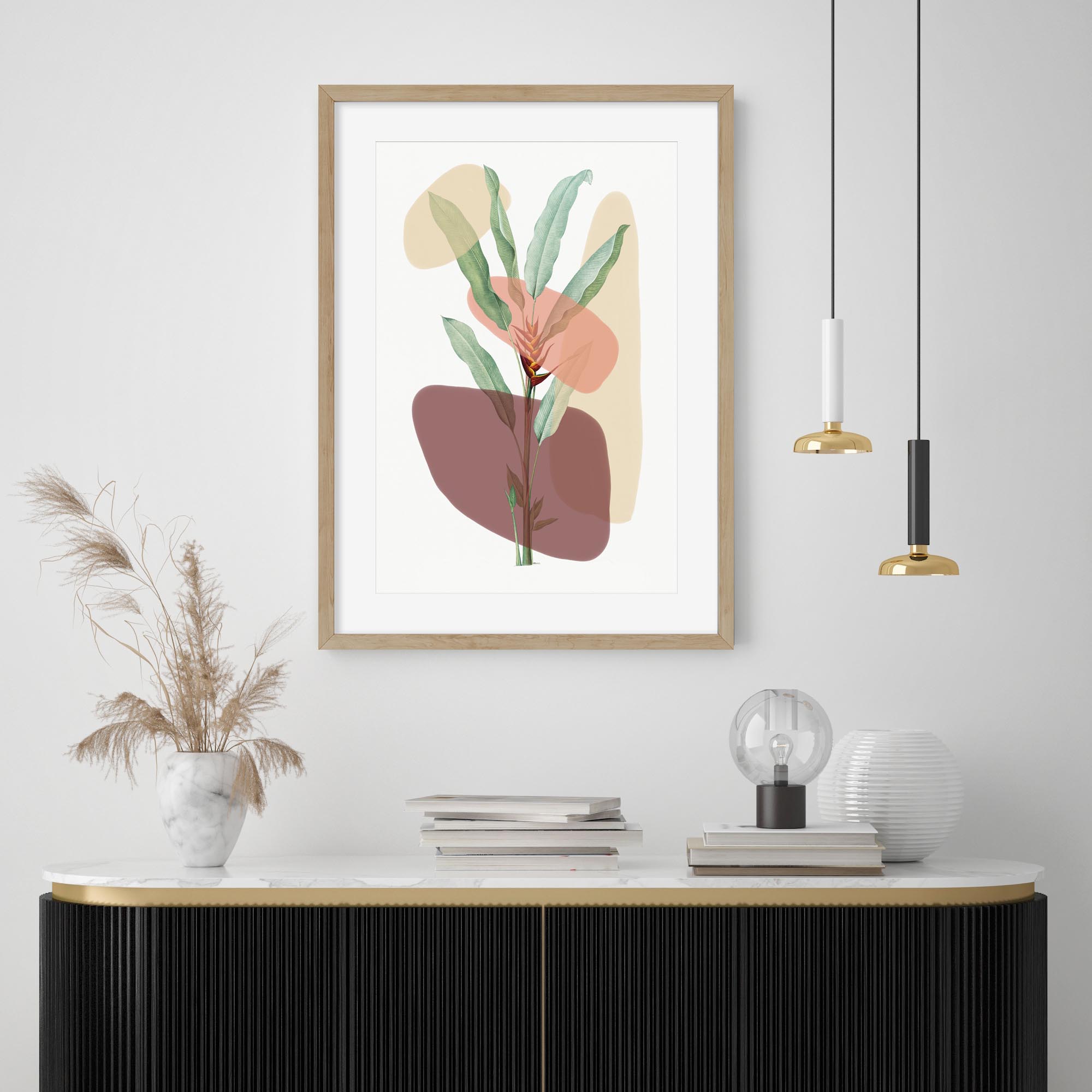 Botanical Illustration With Shapes Art Print-Abstract House
