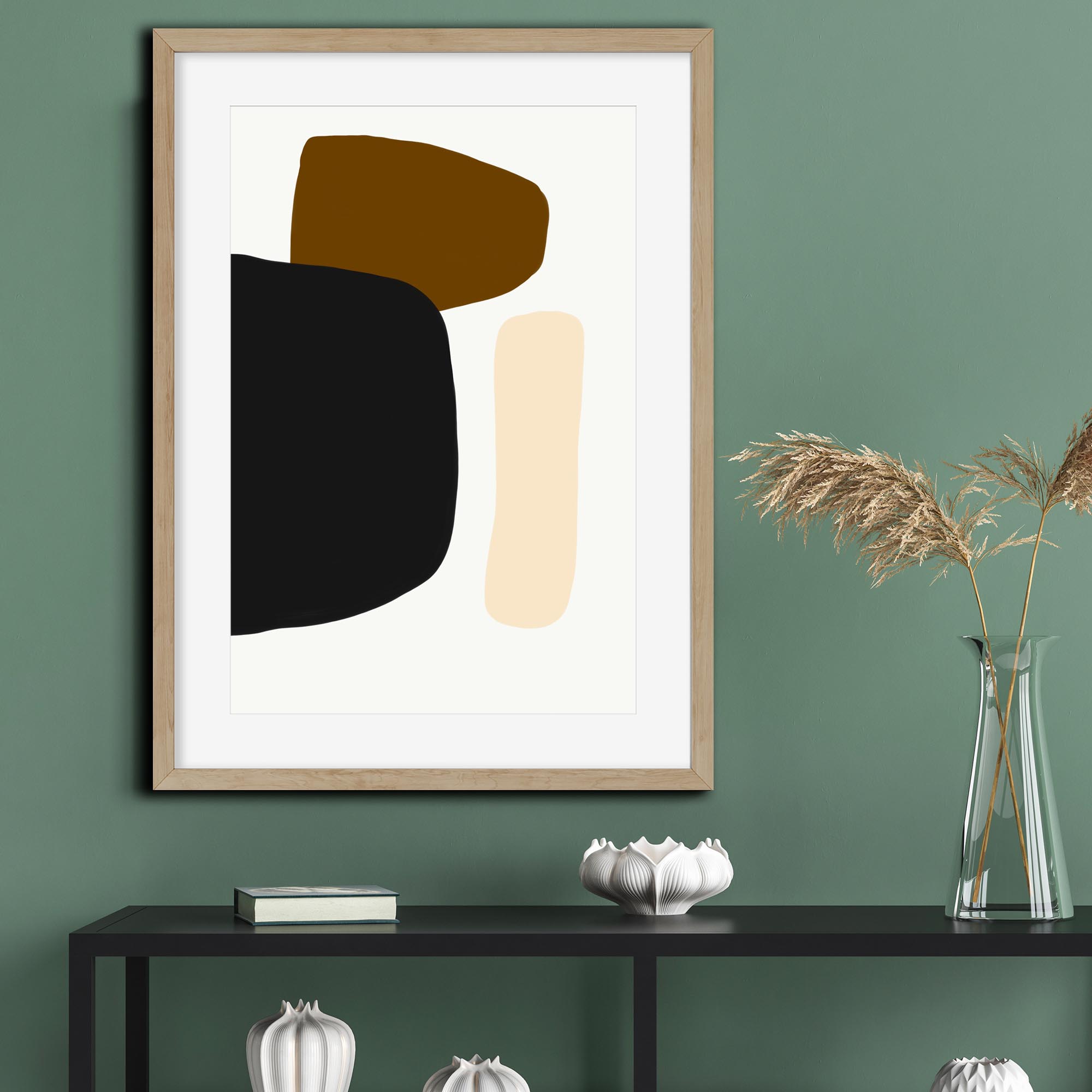 Brown Tones Shapes Art Print-Abstract House