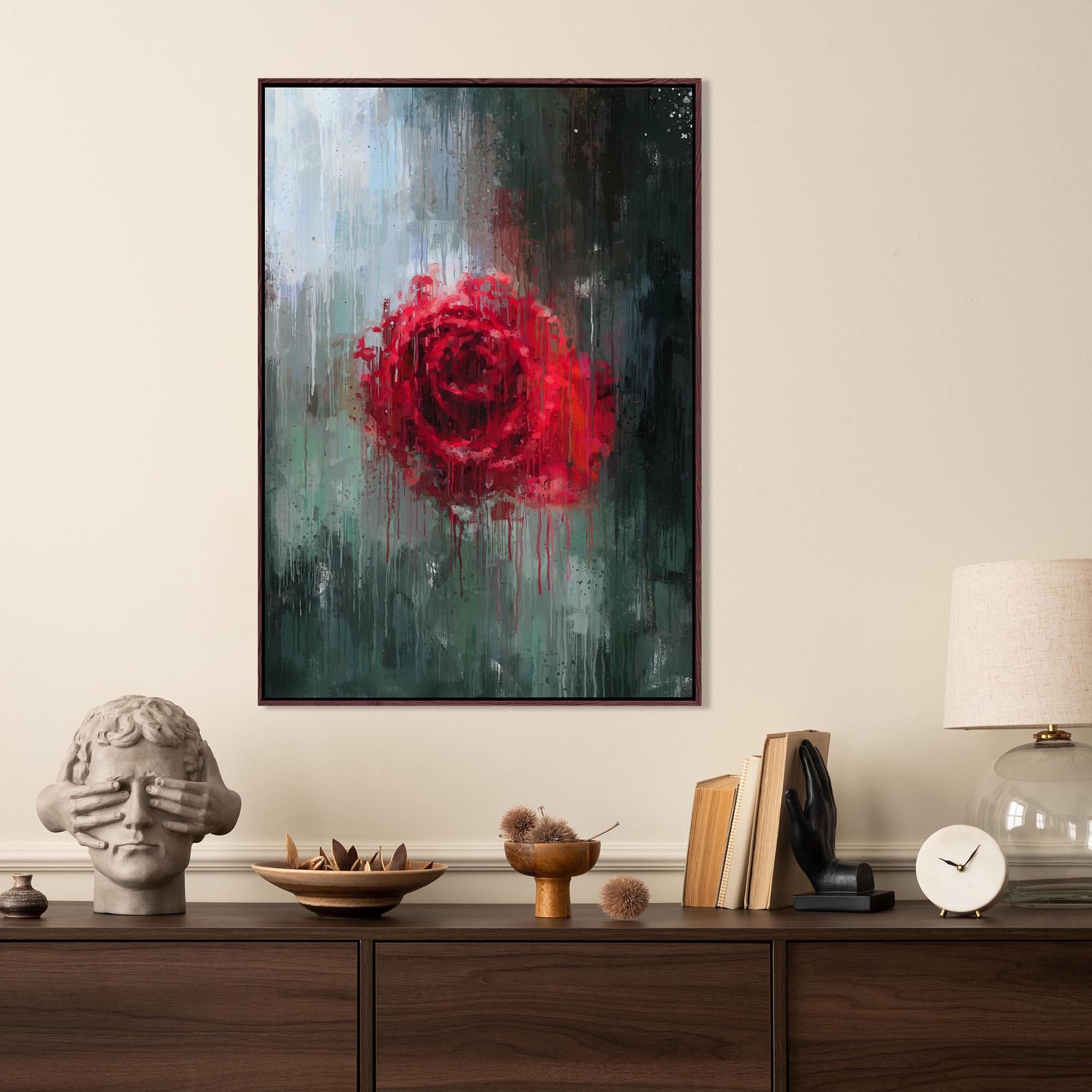 Red Rose Painting Canvas Print-Abstract House