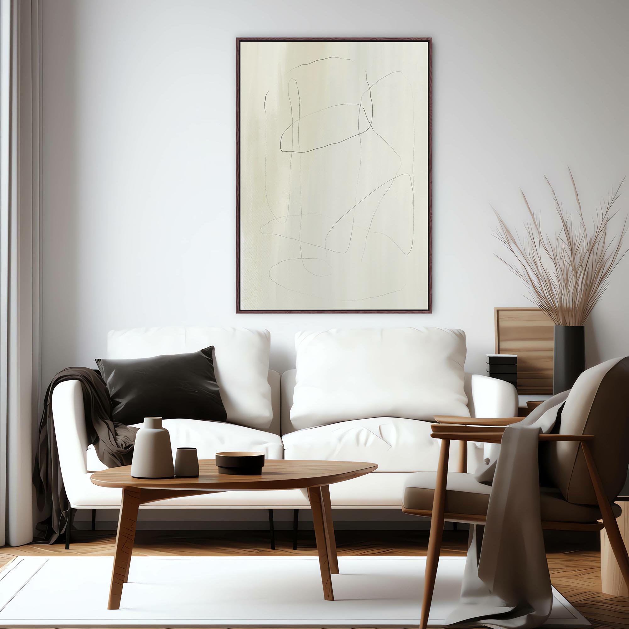 Neutral Lines Framed Canvas-Abstract House
