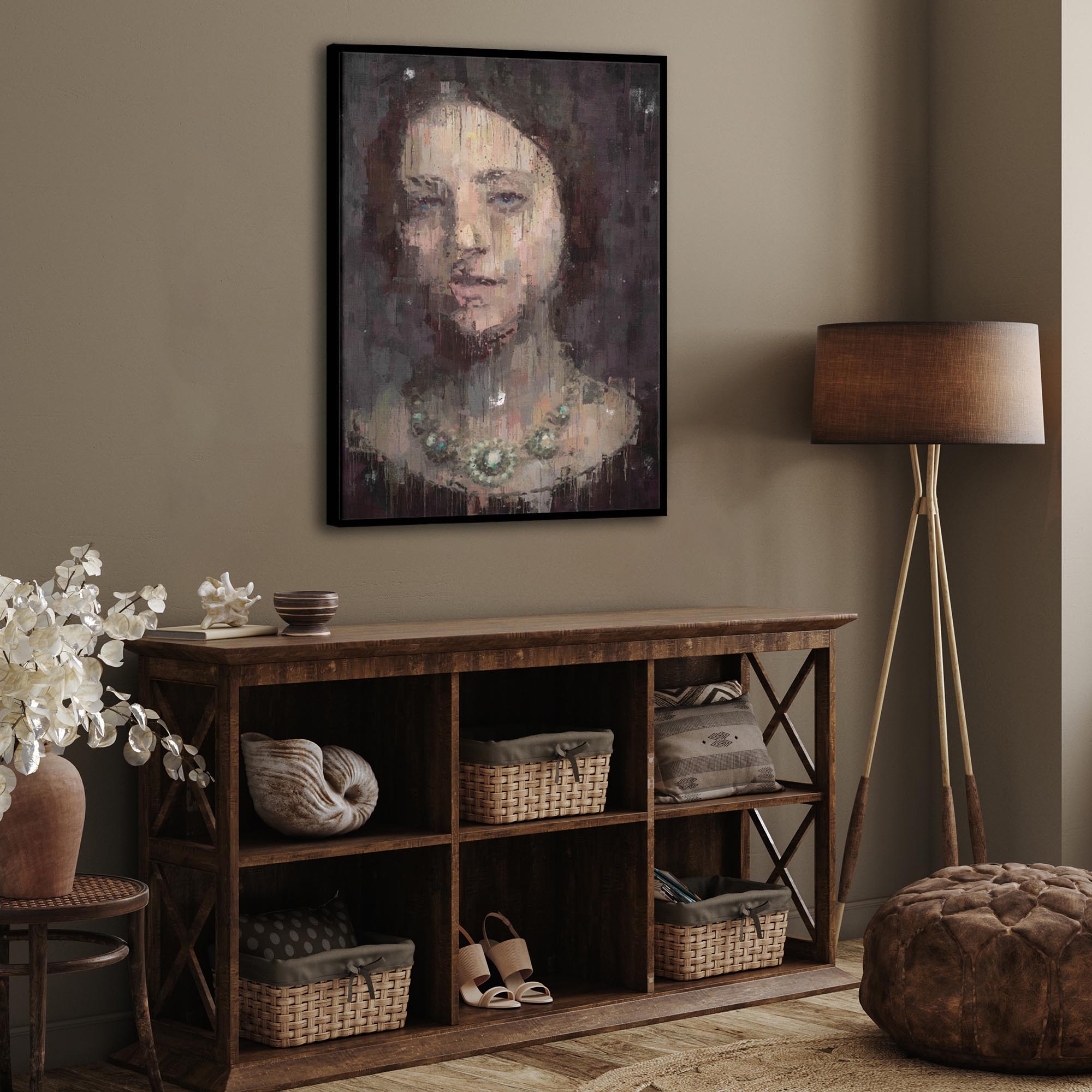 Woman Portrait Fine Art Painting Canvas Print-Abstract House
