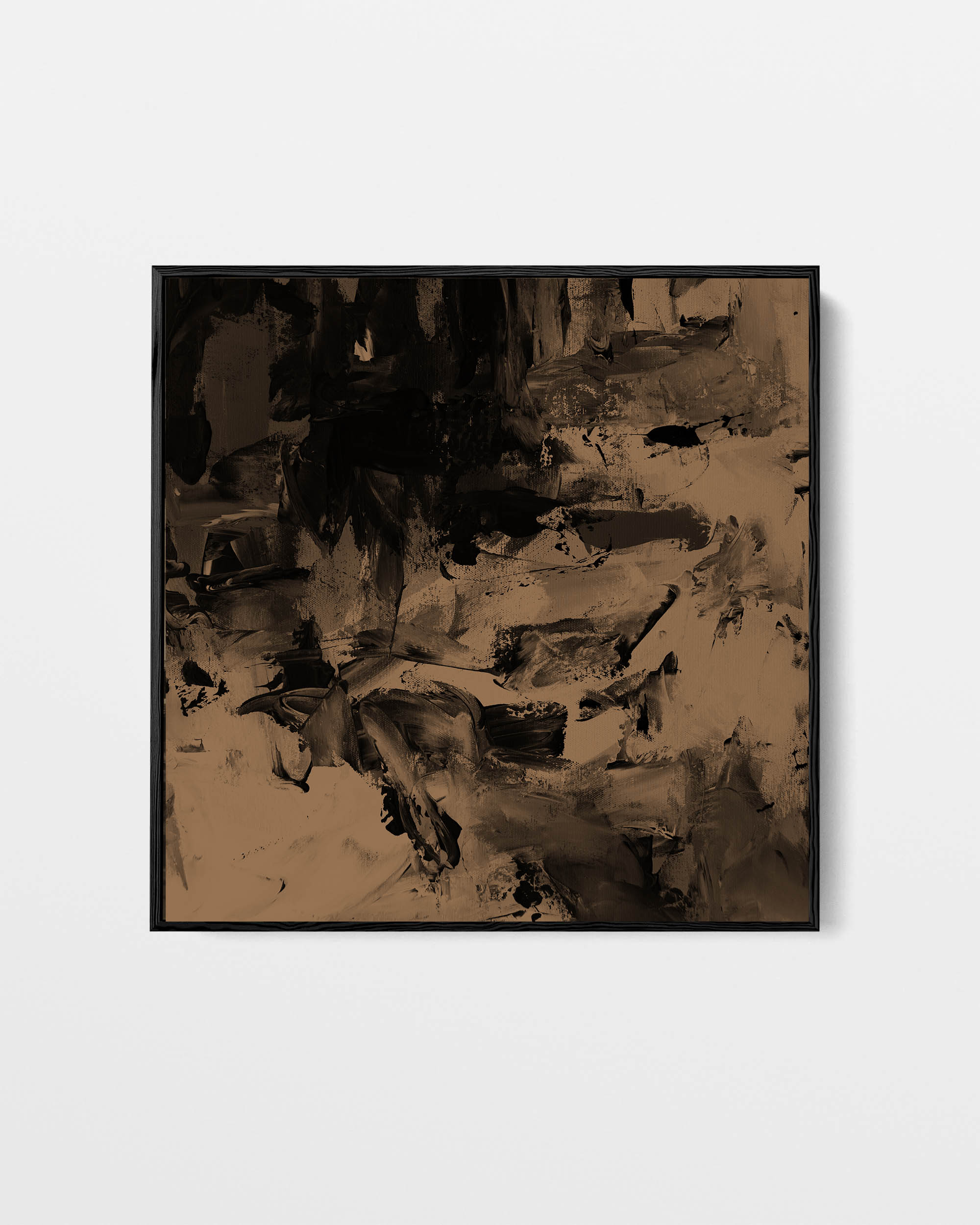 brown umber painting canvas art with black float frame