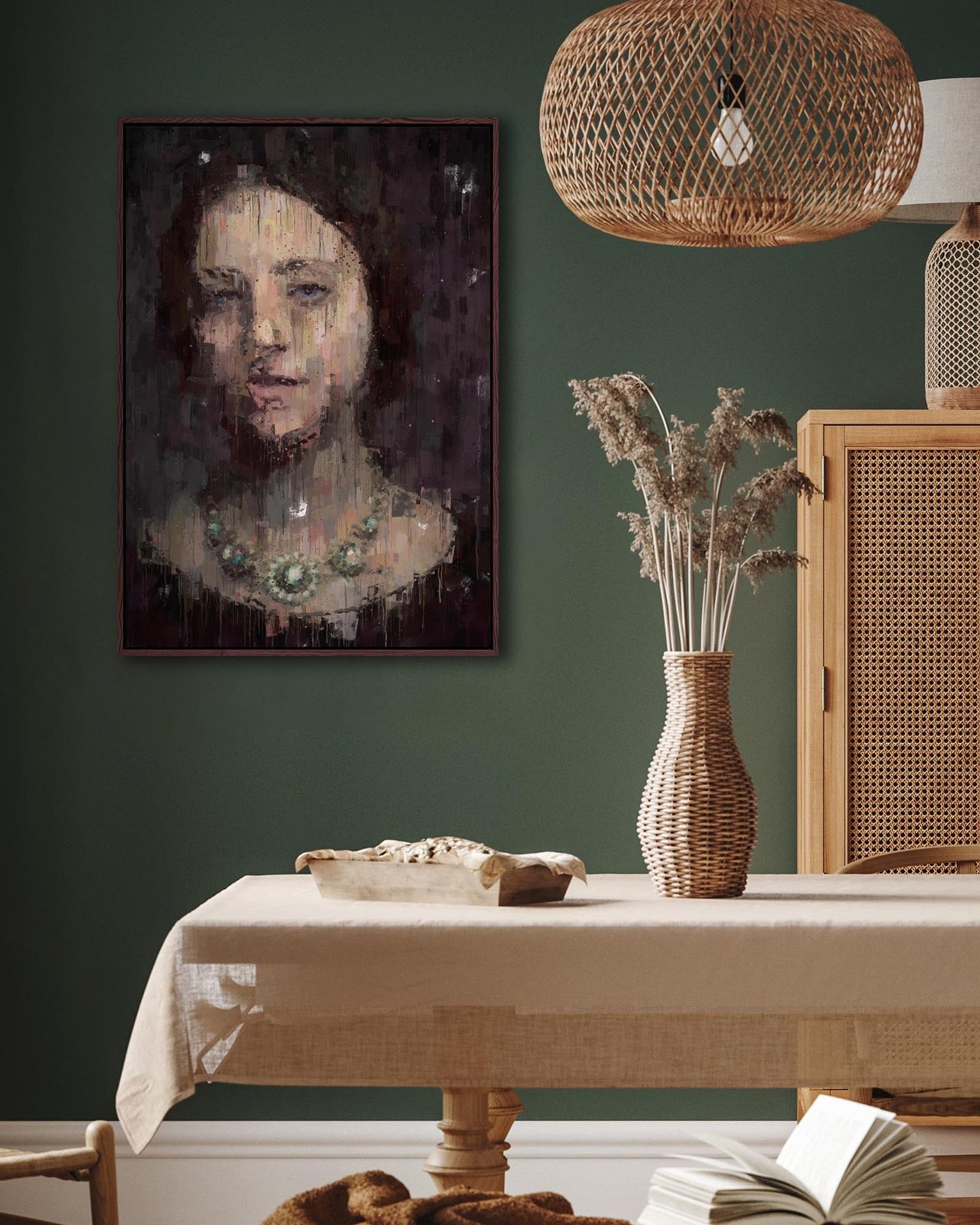 Woman Portrait Fine Art Painting Framed Canvas-Abstract House