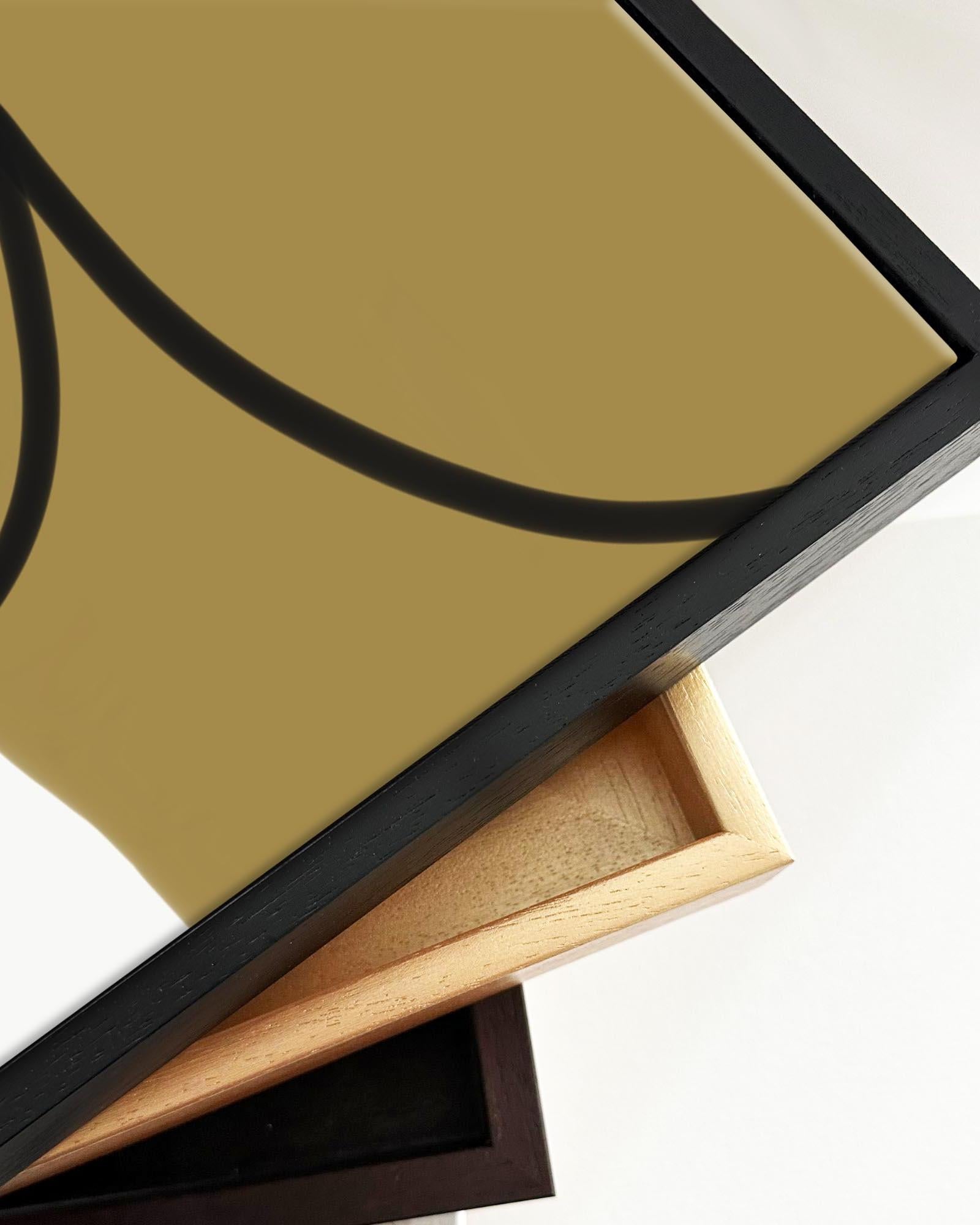 Grey And Mustard Abstract Lines Framed Canvas-Abstract House