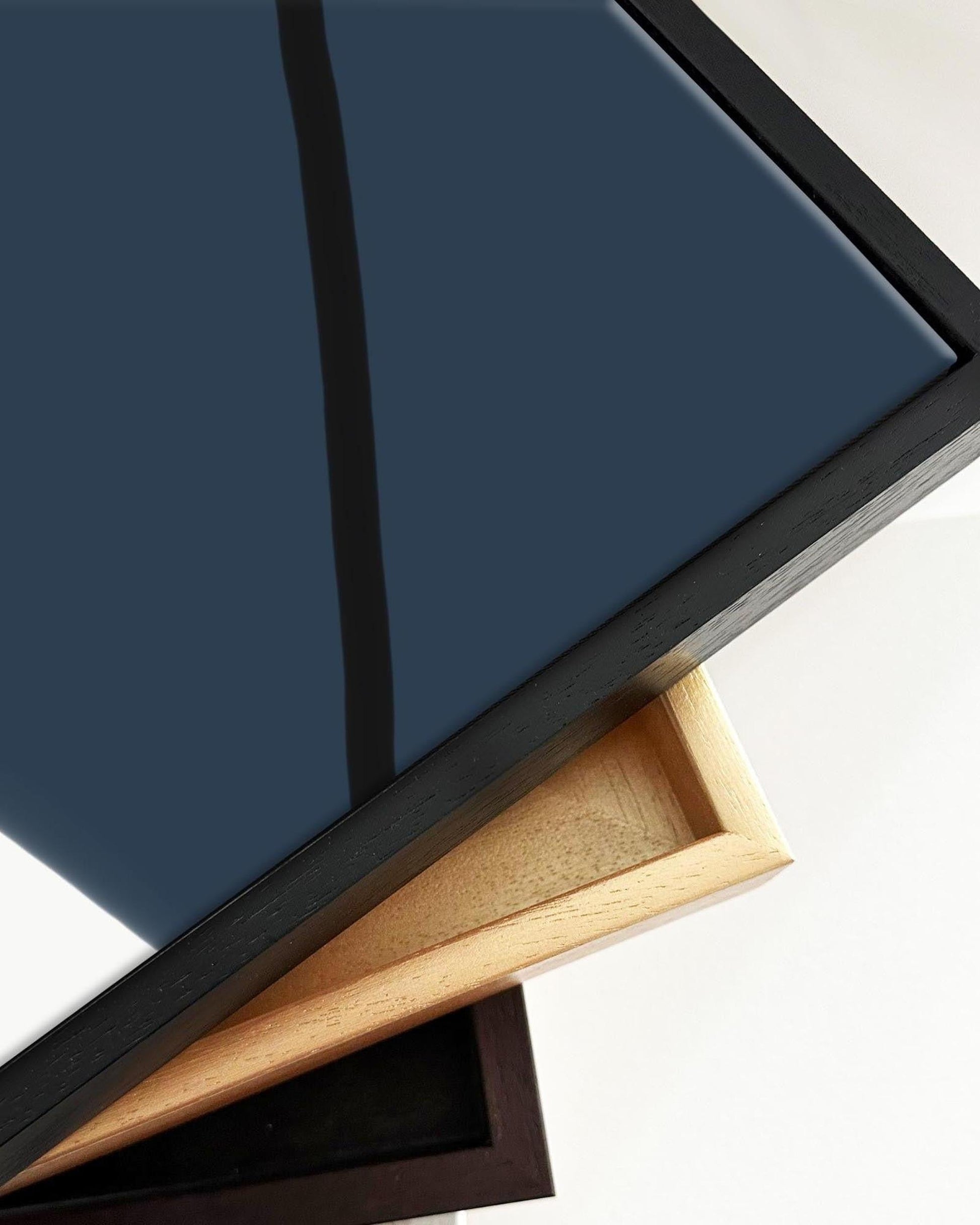 Navy Blue Lines Framed Canvas-Abstract House