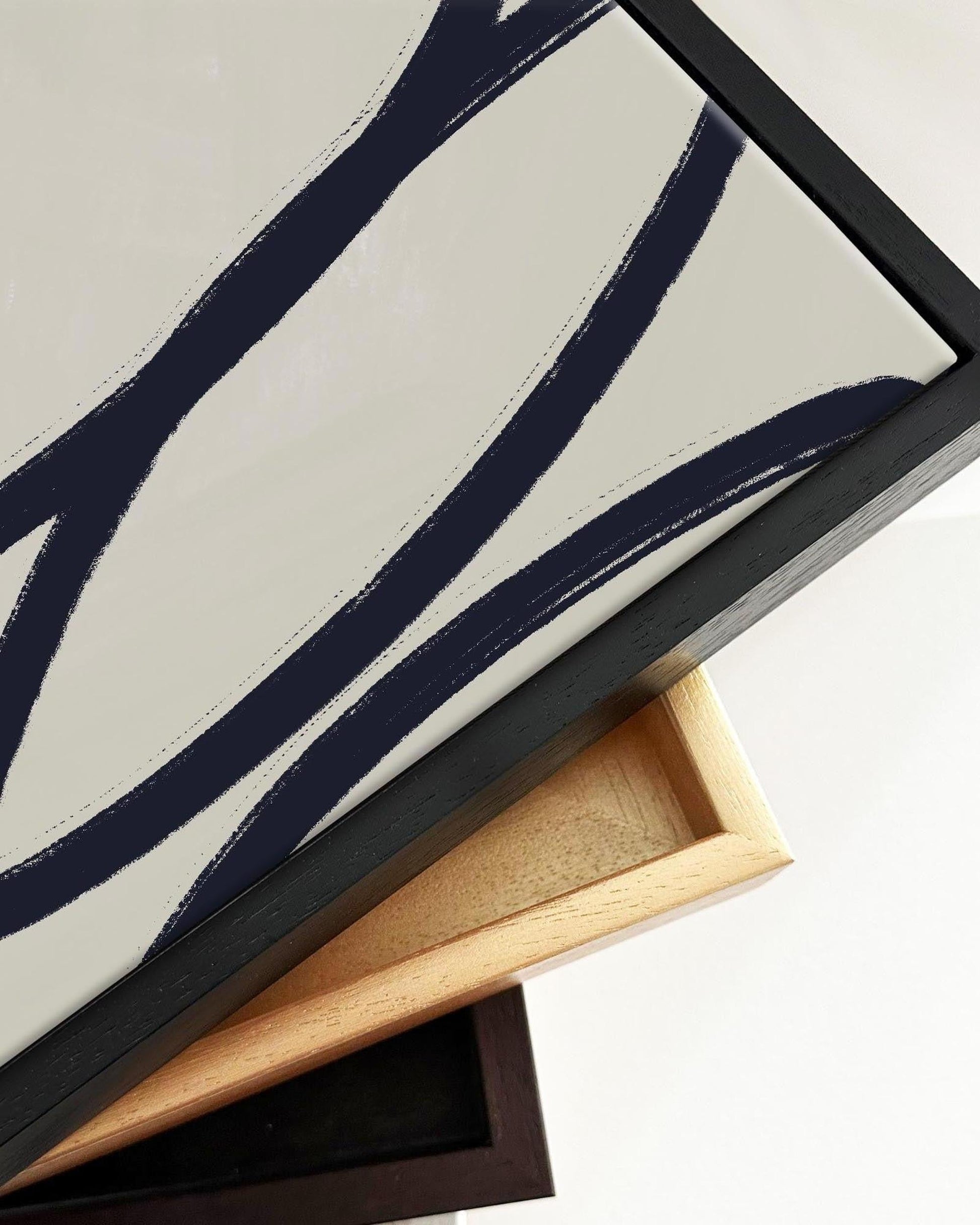 Curved Black Lines II Framed Canvas-Abstract House
