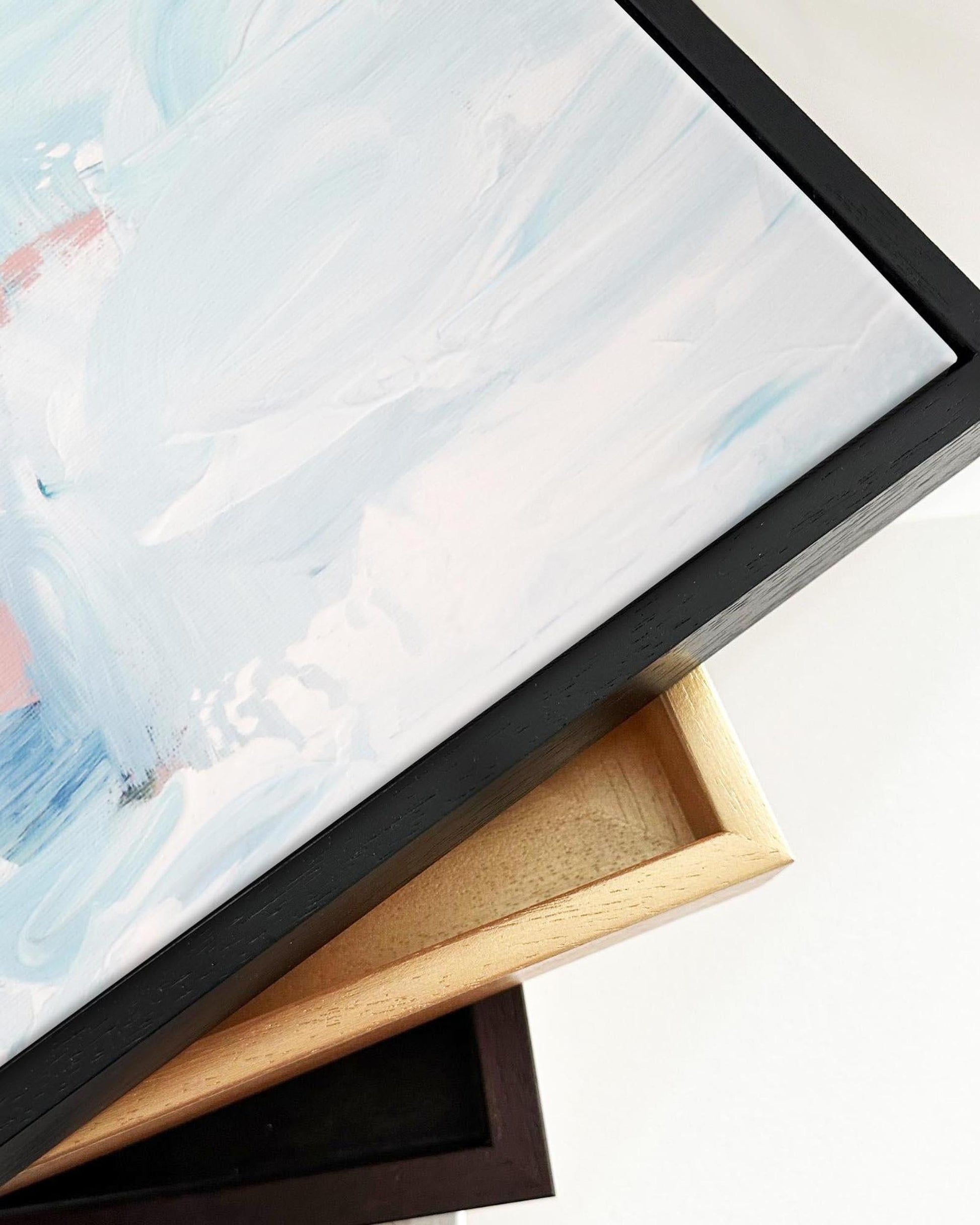 Framed artwork with a black border on a white background