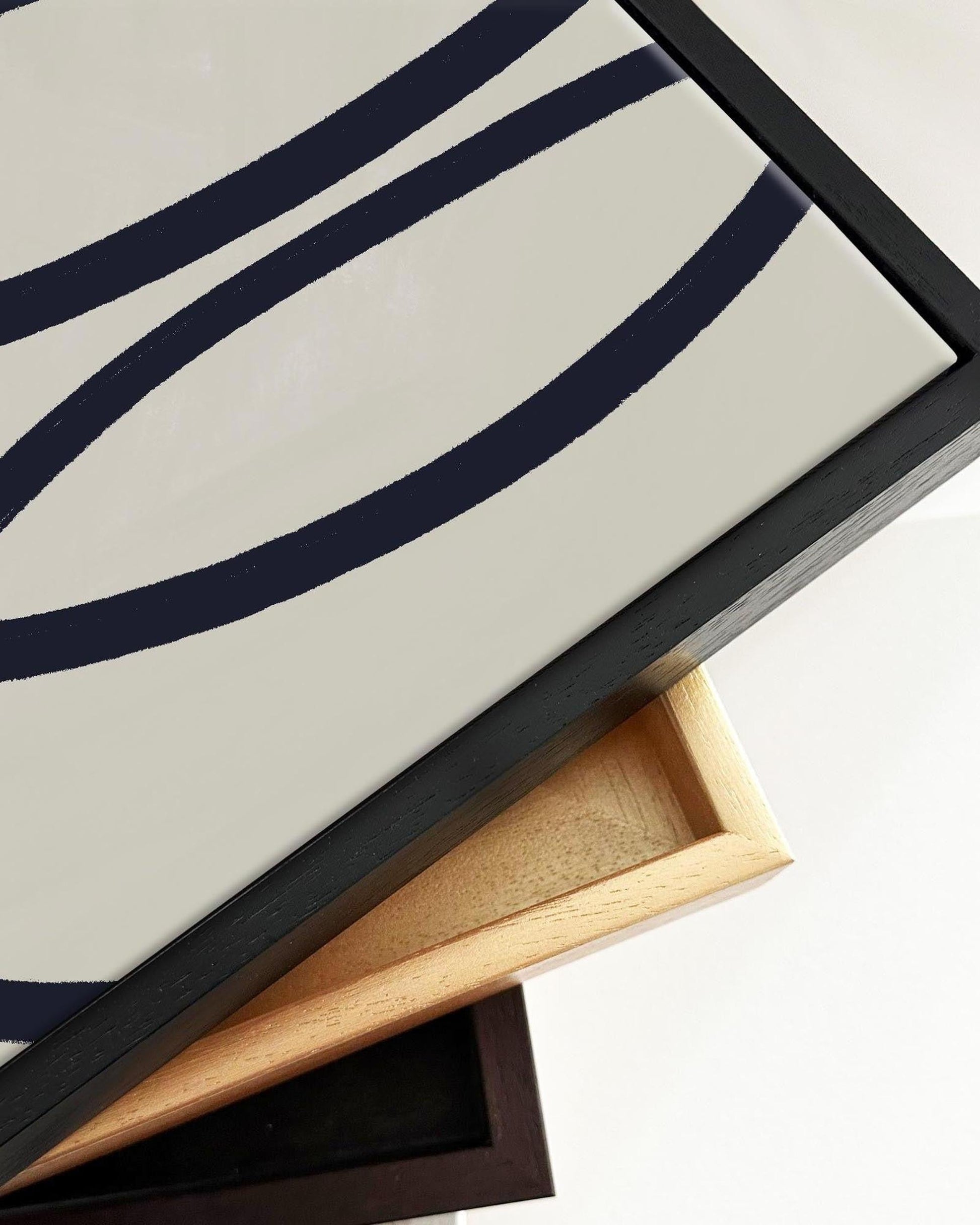 Neutral Curved Lines Framed Canvas-Abstract House