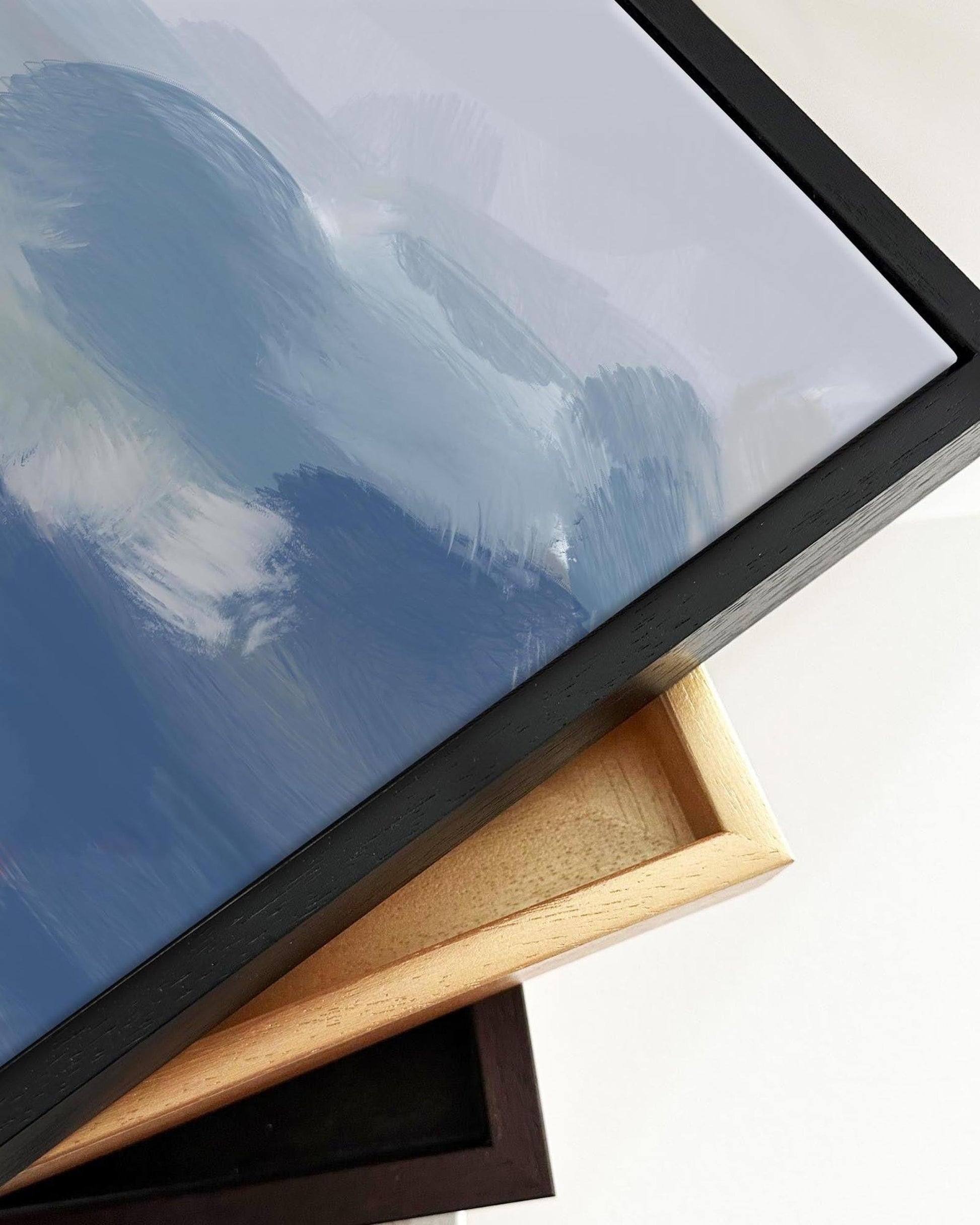 Grey Blue Strokes Framed Canvas-Abstract House