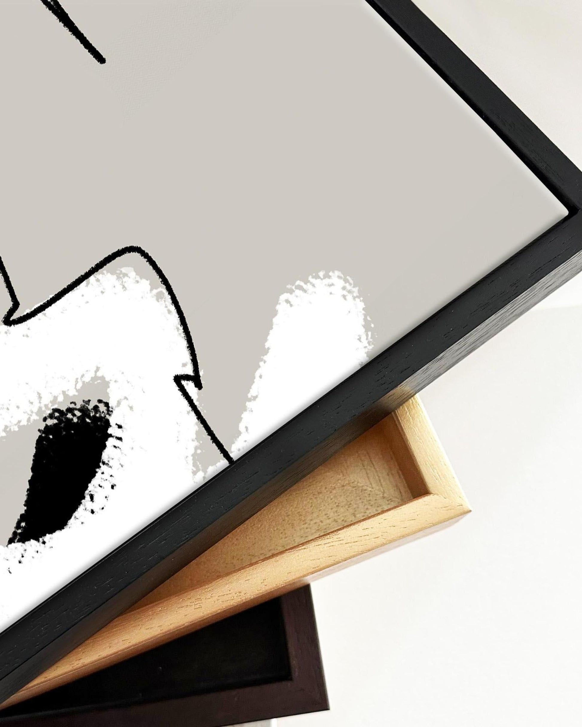 Abstract Lines On Beige Framed Canvas-Abstract House