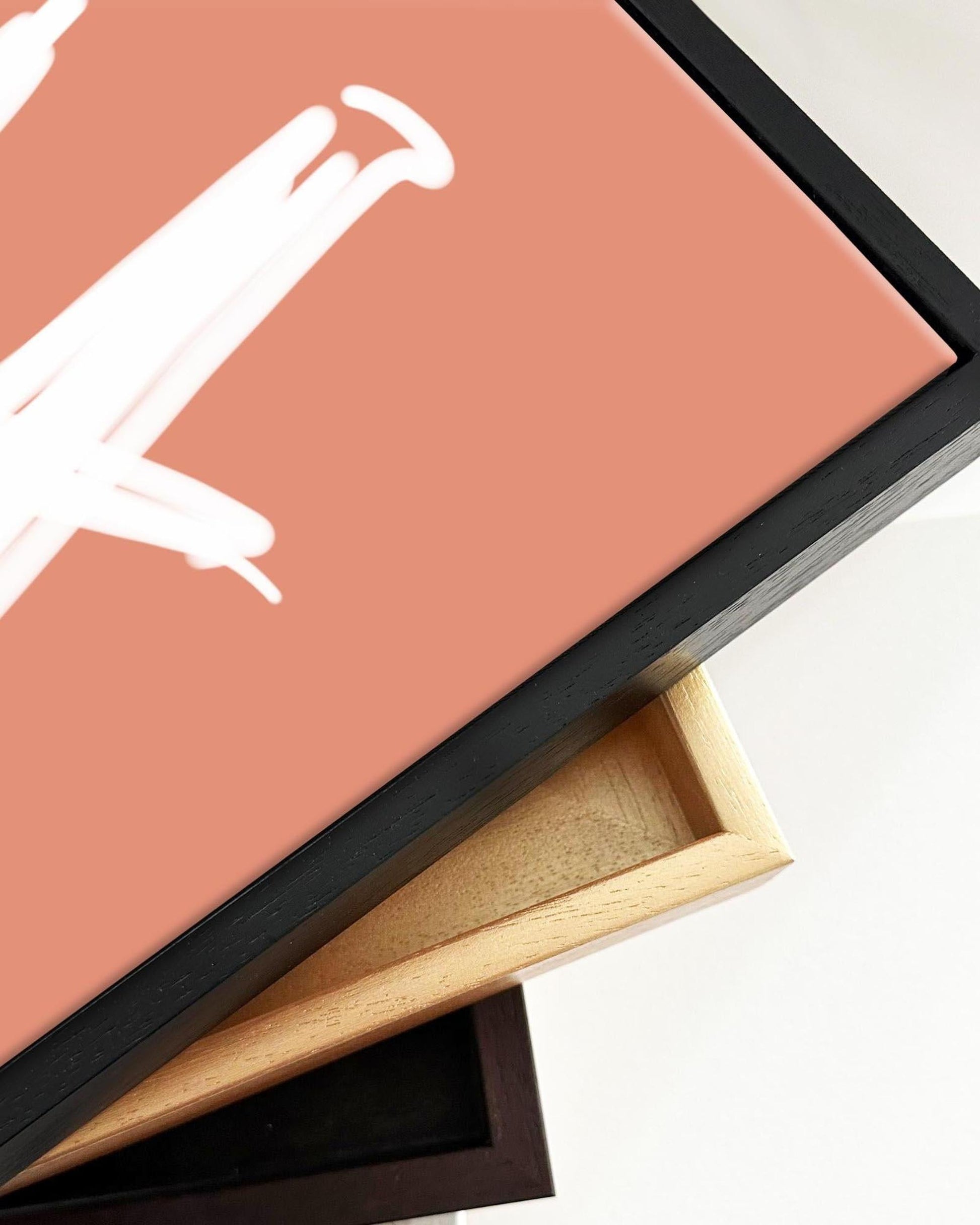 White And Orange Sketch Framed Canvas-Abstract House