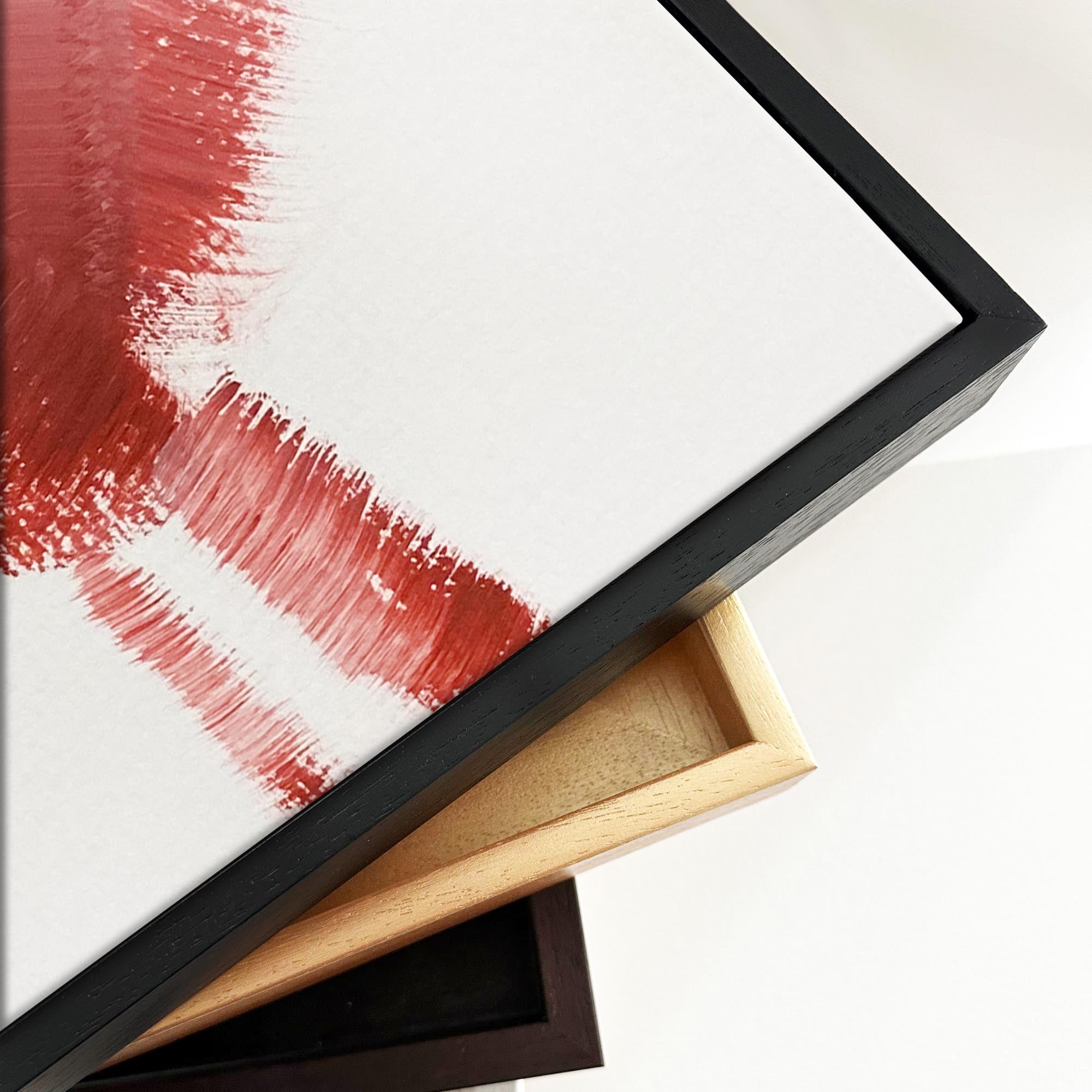 Red Abstract Strokes Framed Canvas