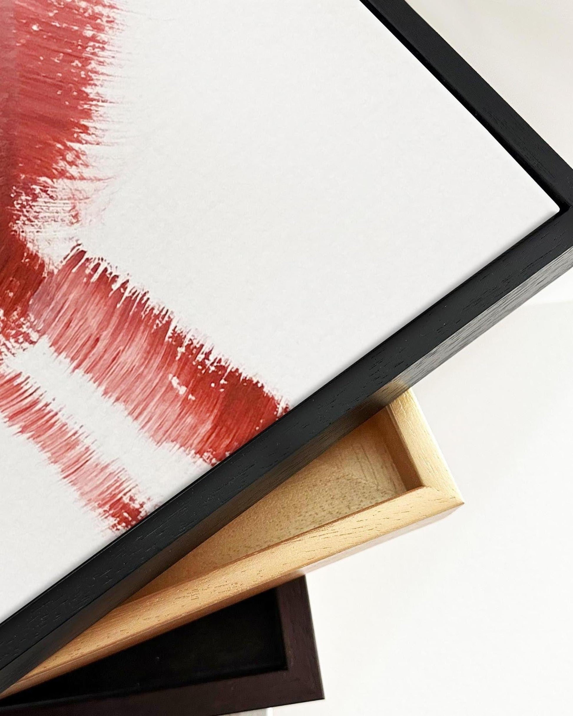 Red Abstract Strokes Framed Canvas-Abstract House