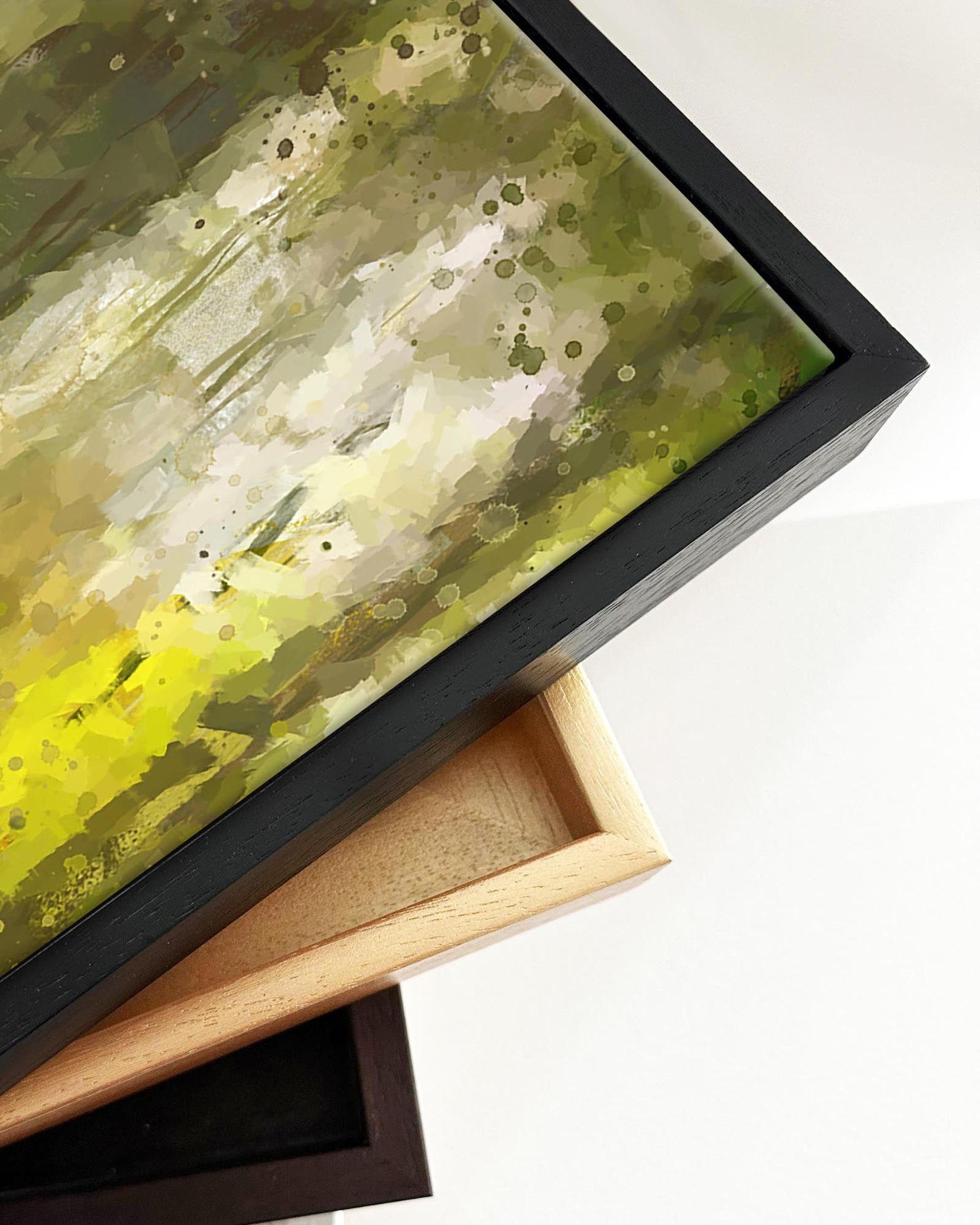 Sunrise Forest Landscape Painting Framed Canvas-Abstract House