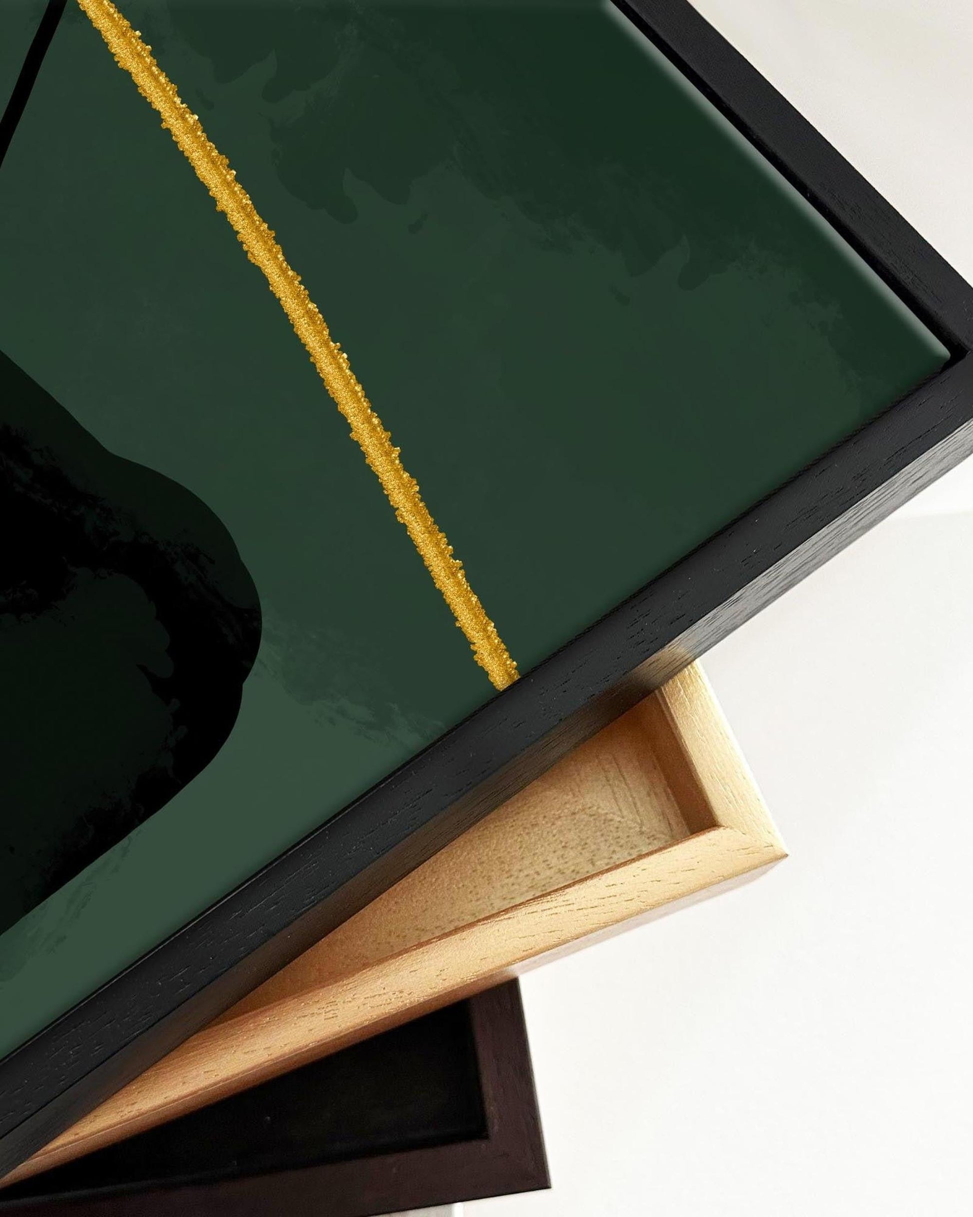 Green Velvet Framed Canvas-Abstract House