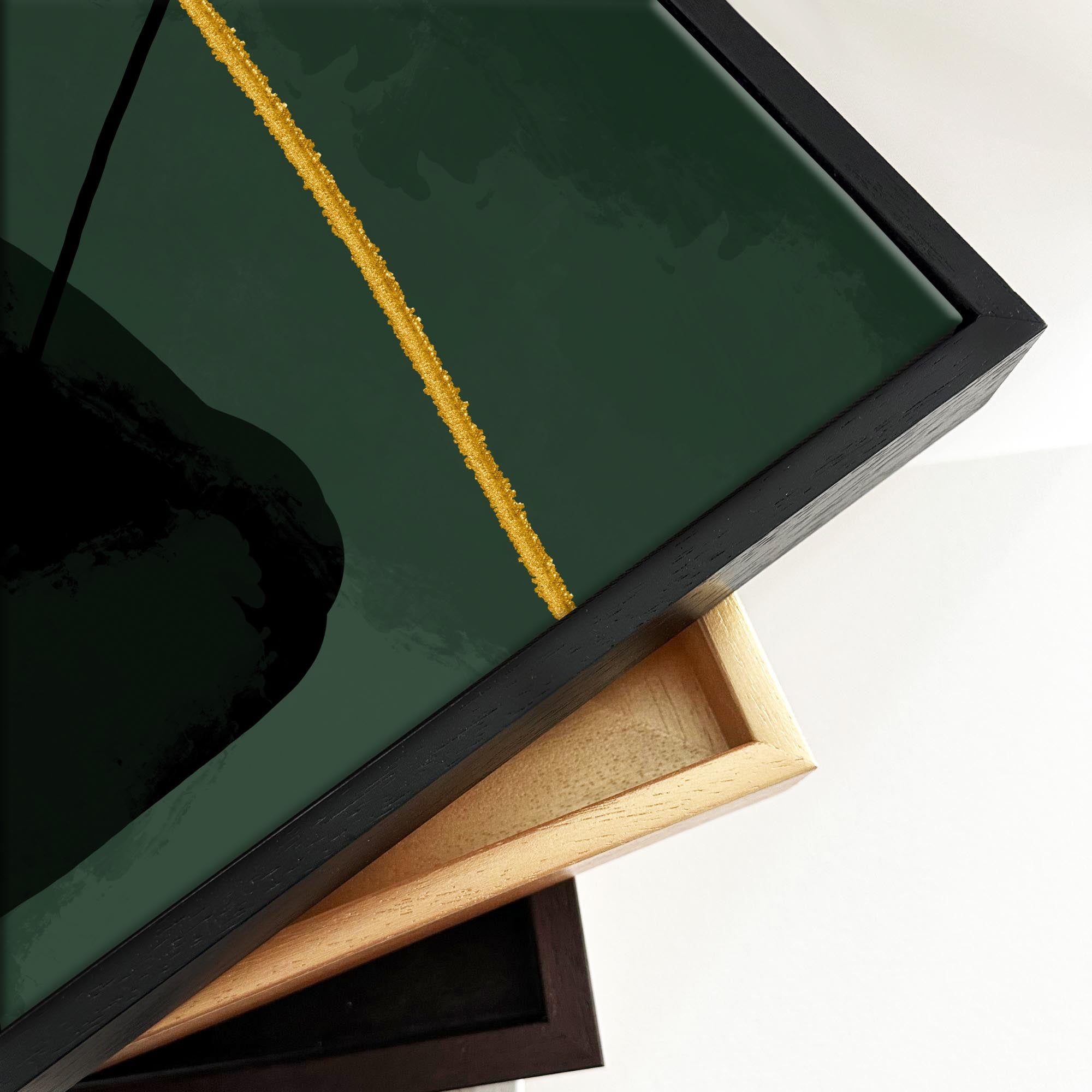 Green Velvet Framed Canvas-Abstract House