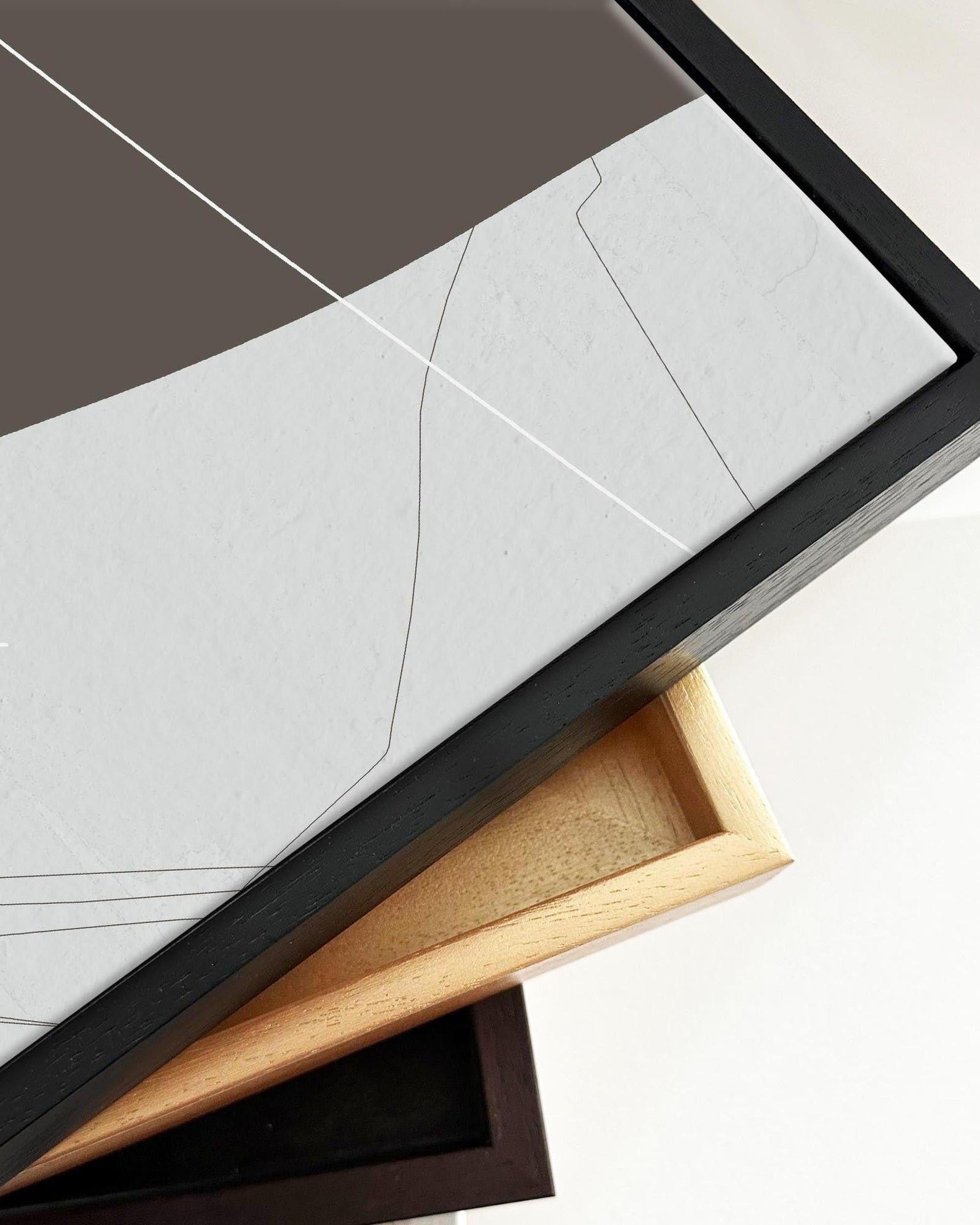 Neutral On Brown Abstract Framed Canvas-Abstract House