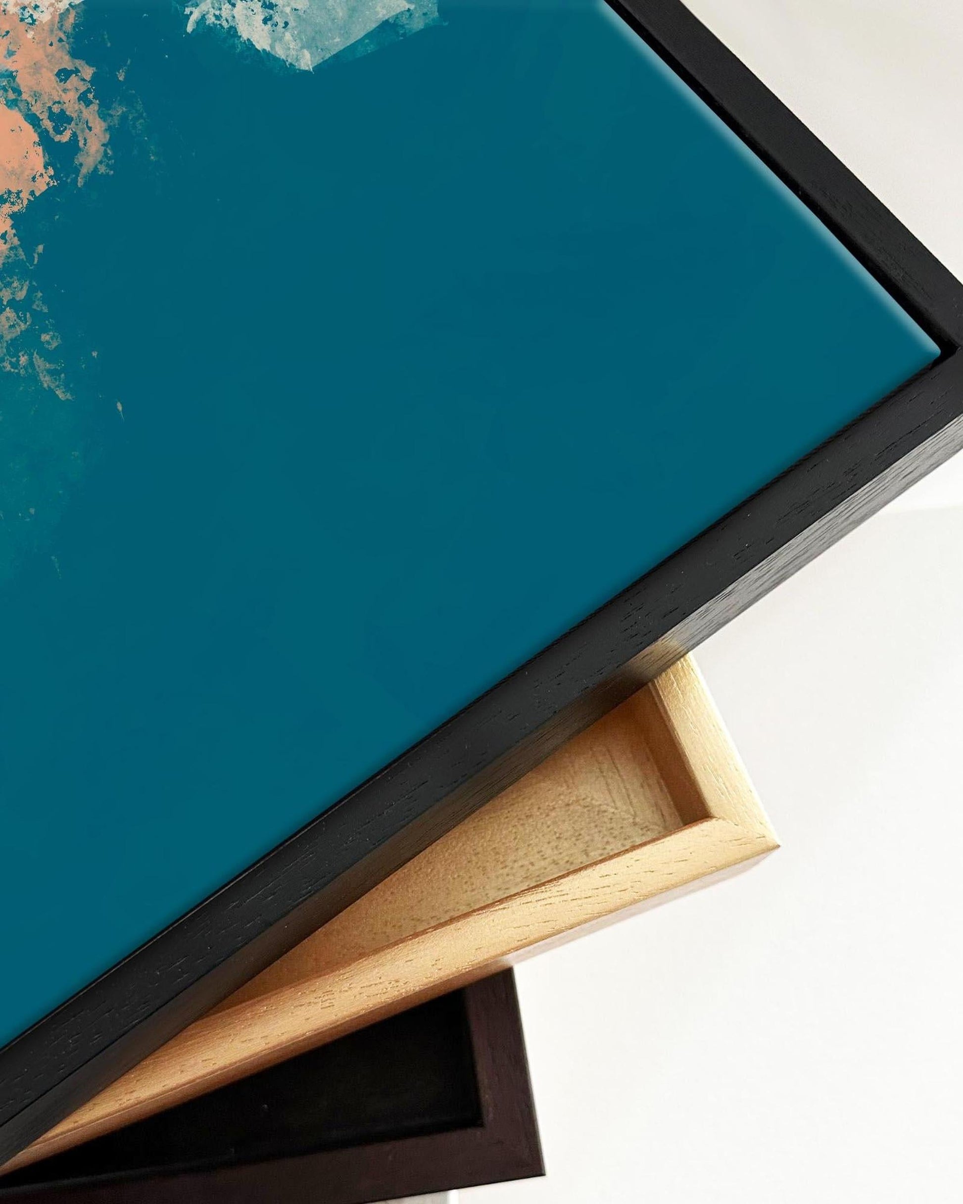 Teal Seas Framed Canvas-Abstract House