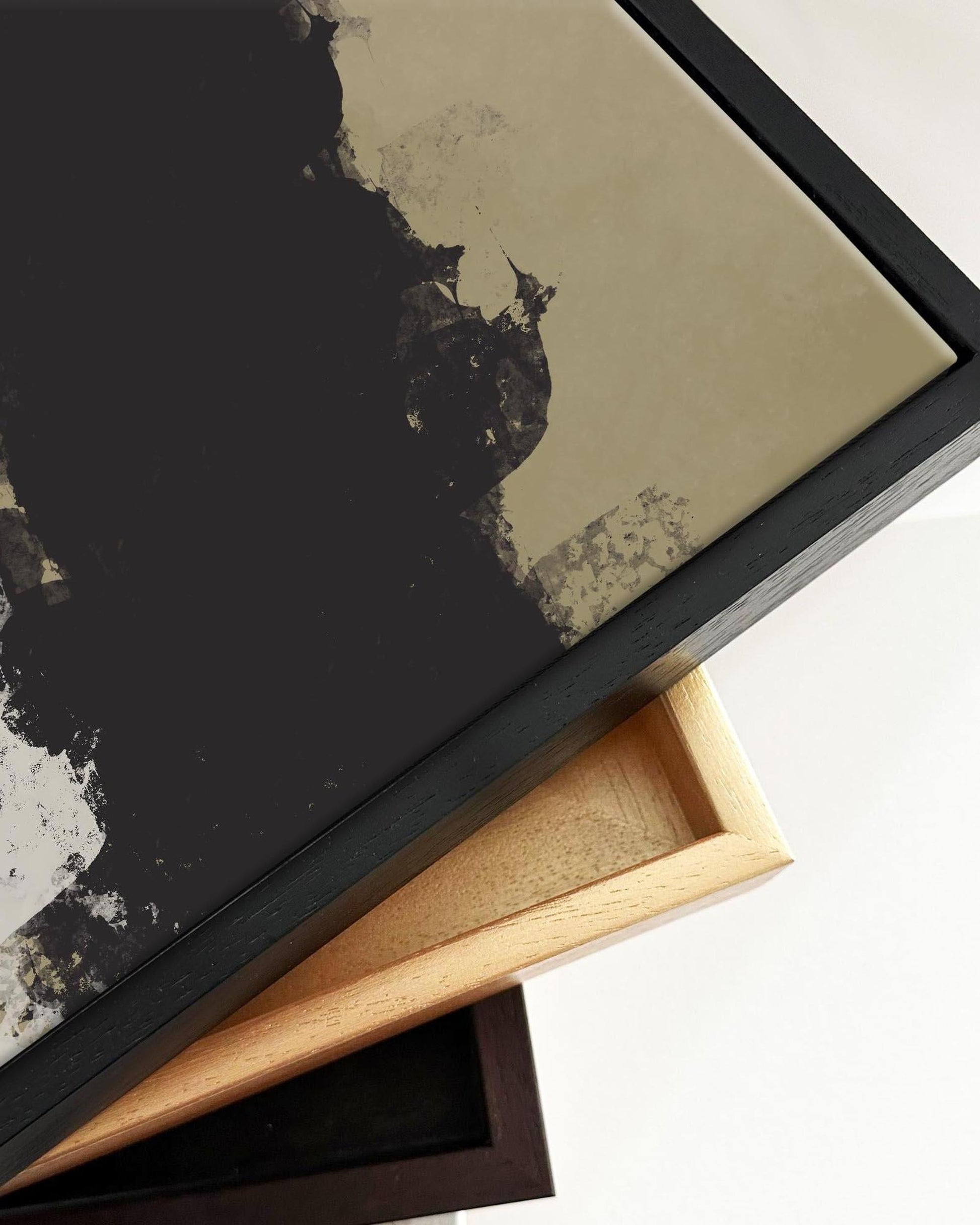 Olive Green On Black Strokes Framed Canvas-Abstract House